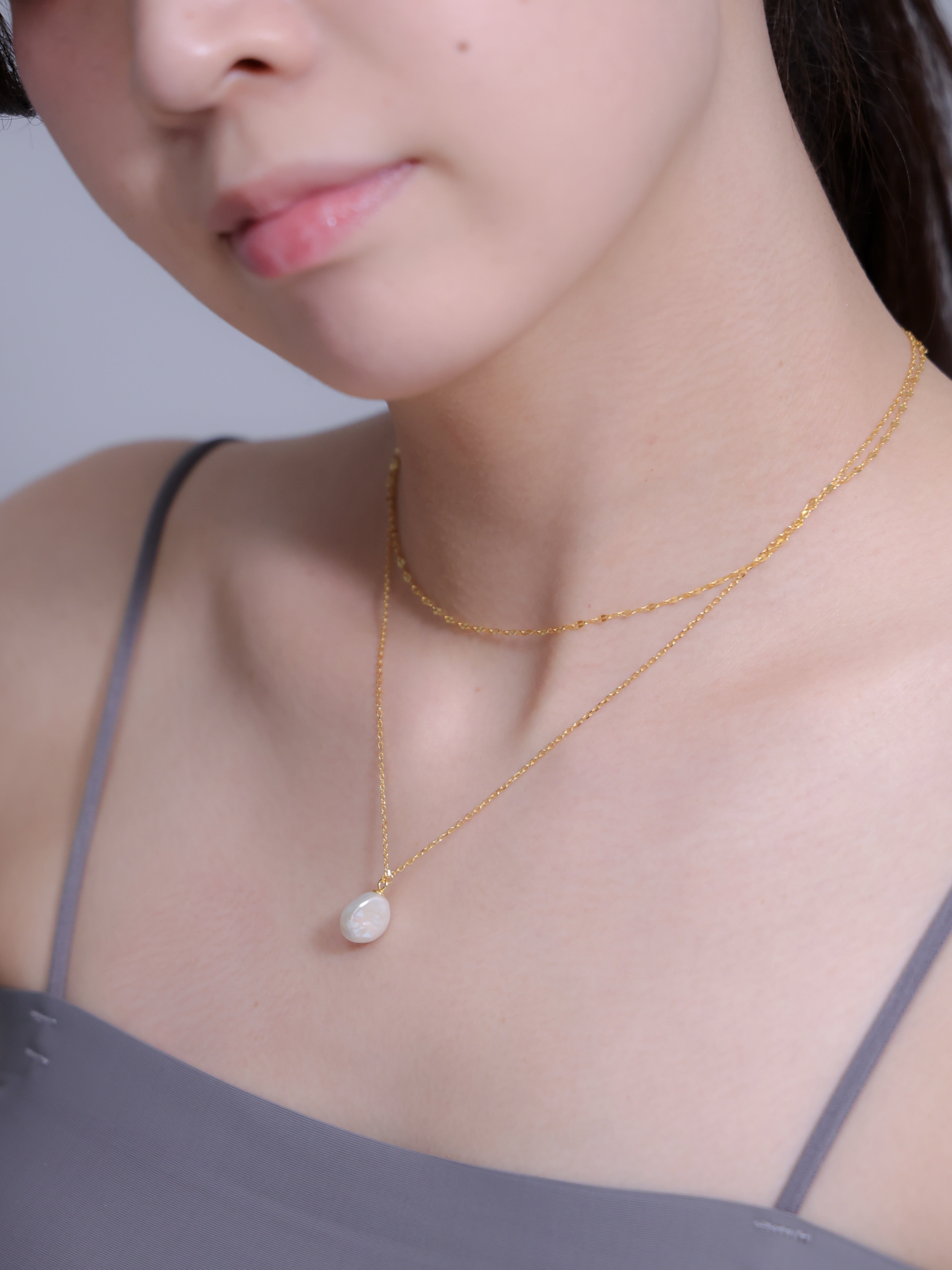 淡水パール・二連 ネックレス｜SV925（K14Gメッキ）