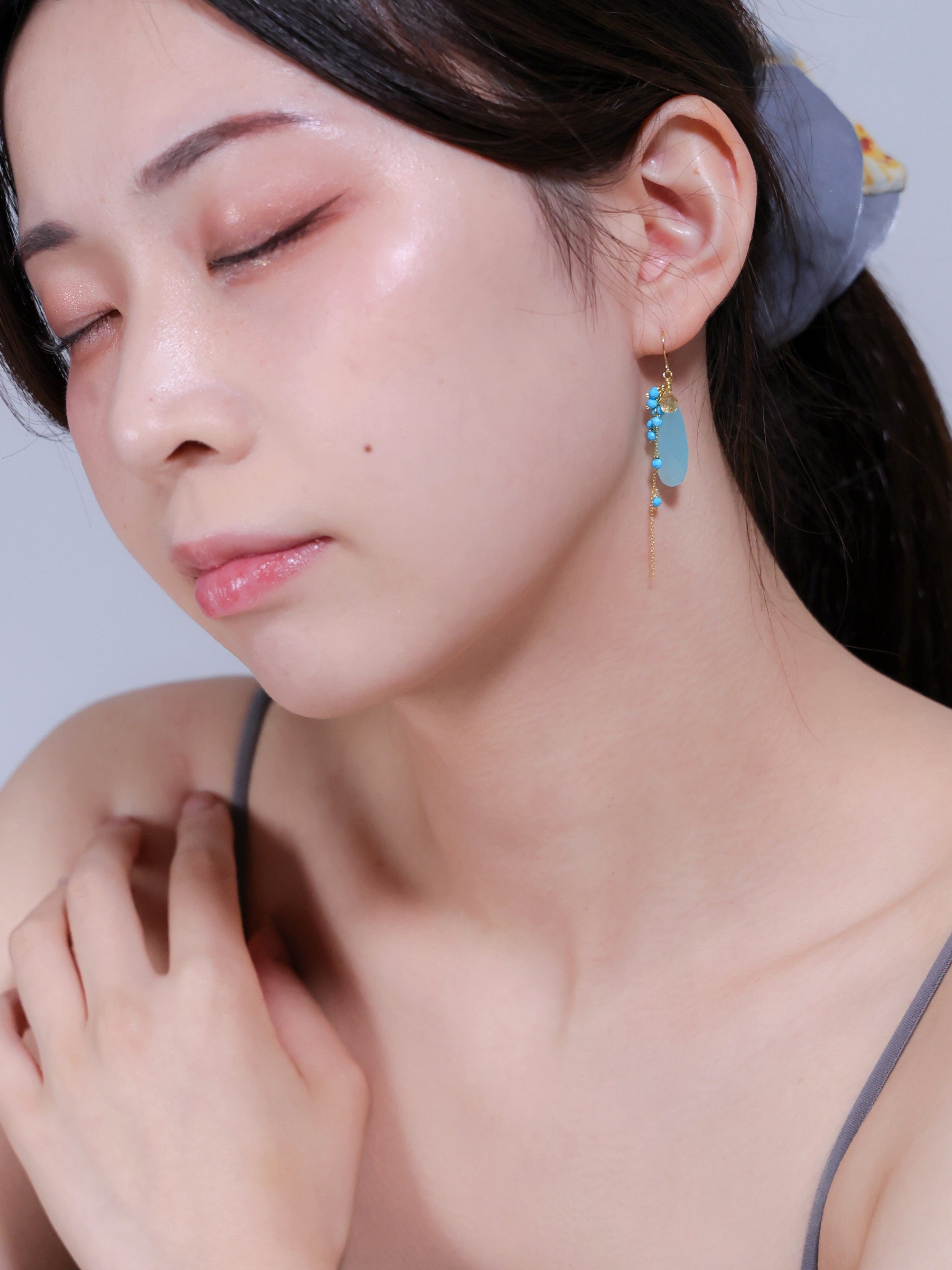 Kaya◆ブルーレースカルセドニー/ドゥルージー×ブルースピネルピアス Kaya◇ブルーレースカルセドニー/ドゥルージー×ブルースピネルピアス