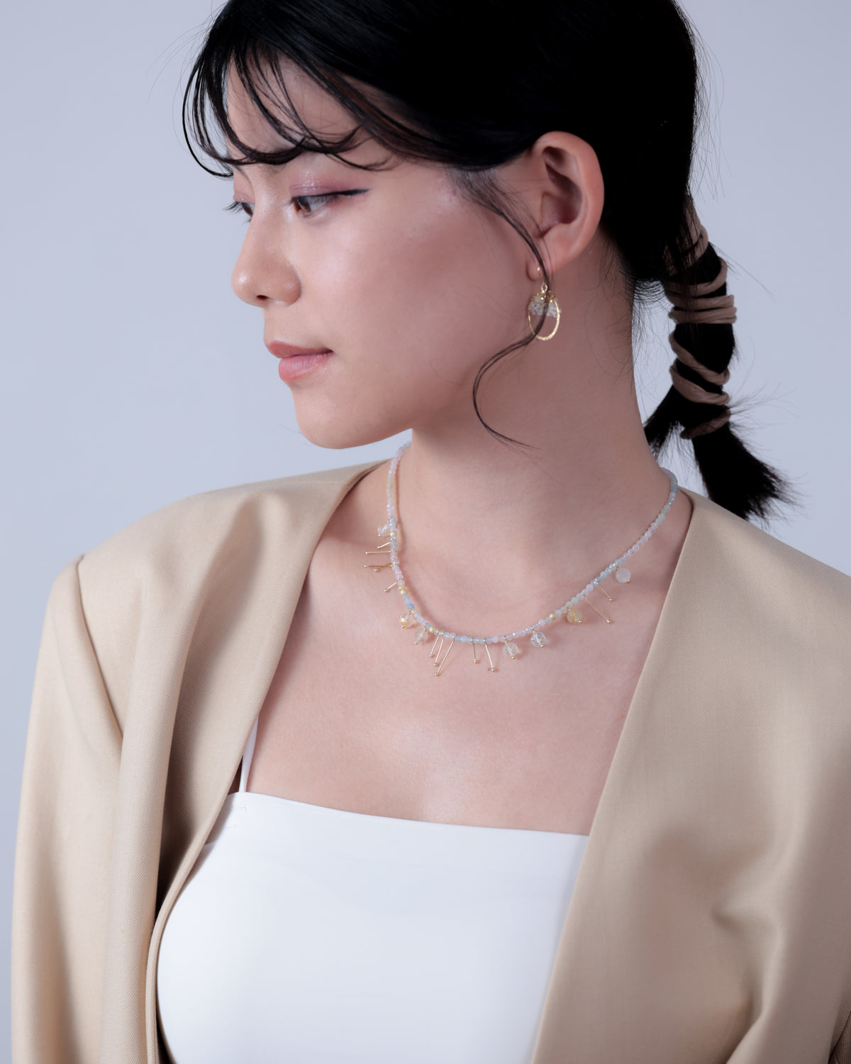 モルガナイト ネックレス〈春霞の雫〉- 4月誕生石 天然石 SV925