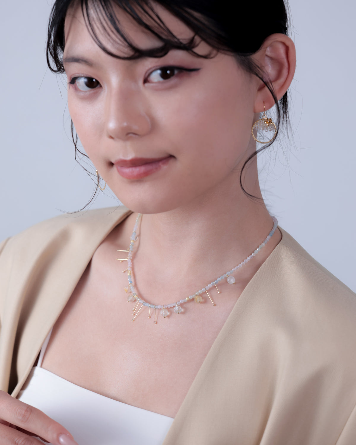 モルガナイト ネックレス〈春霞の雫〉- 4月誕生石 天然石 SV925