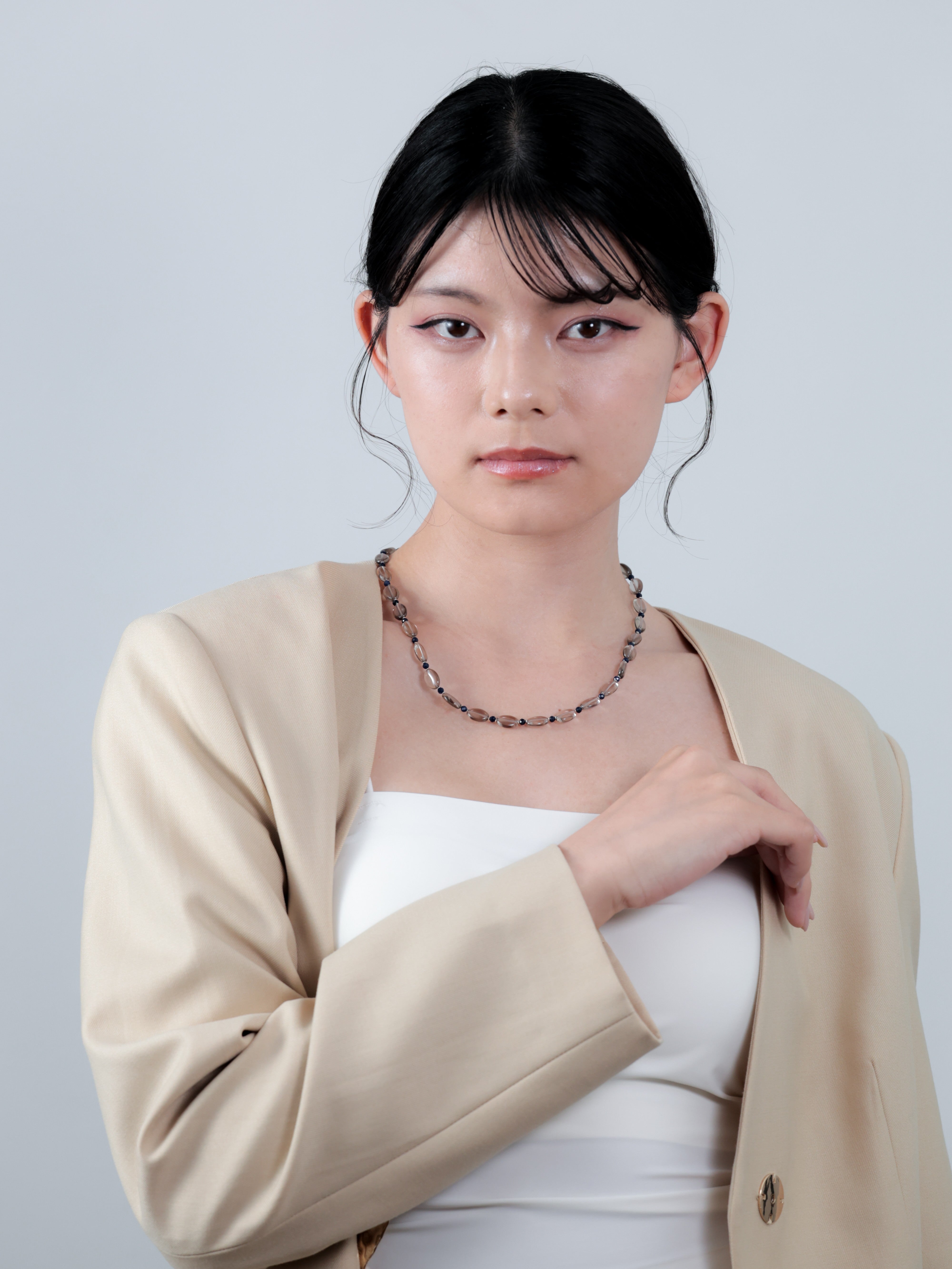 スモーキークォーツ ネックレス｜ラピスラズリ 大粒オーバル アース