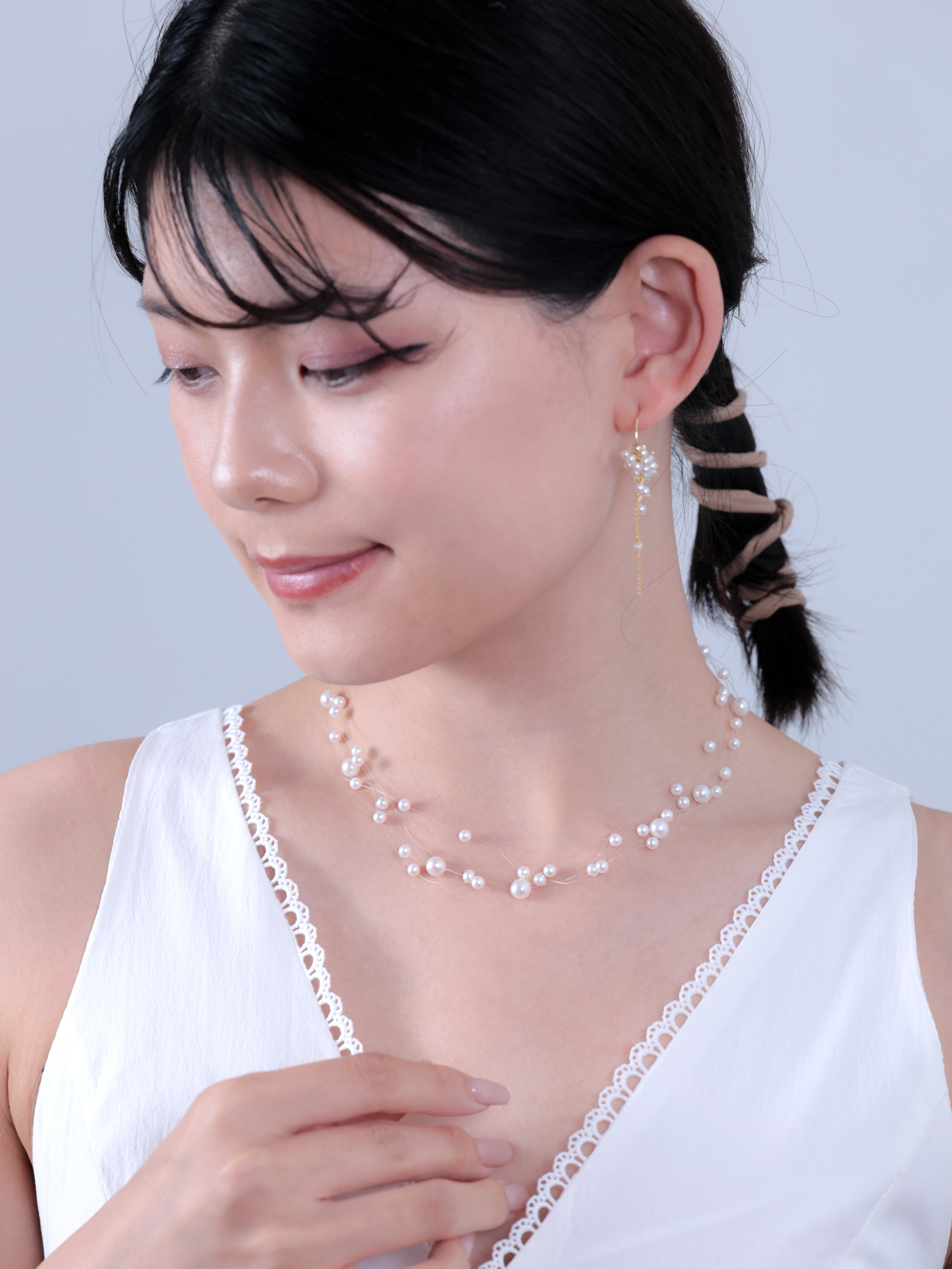 LUCINE 淡水パール イリュージョン ネックレス - 素肌に浮かぶ泡 / 6月