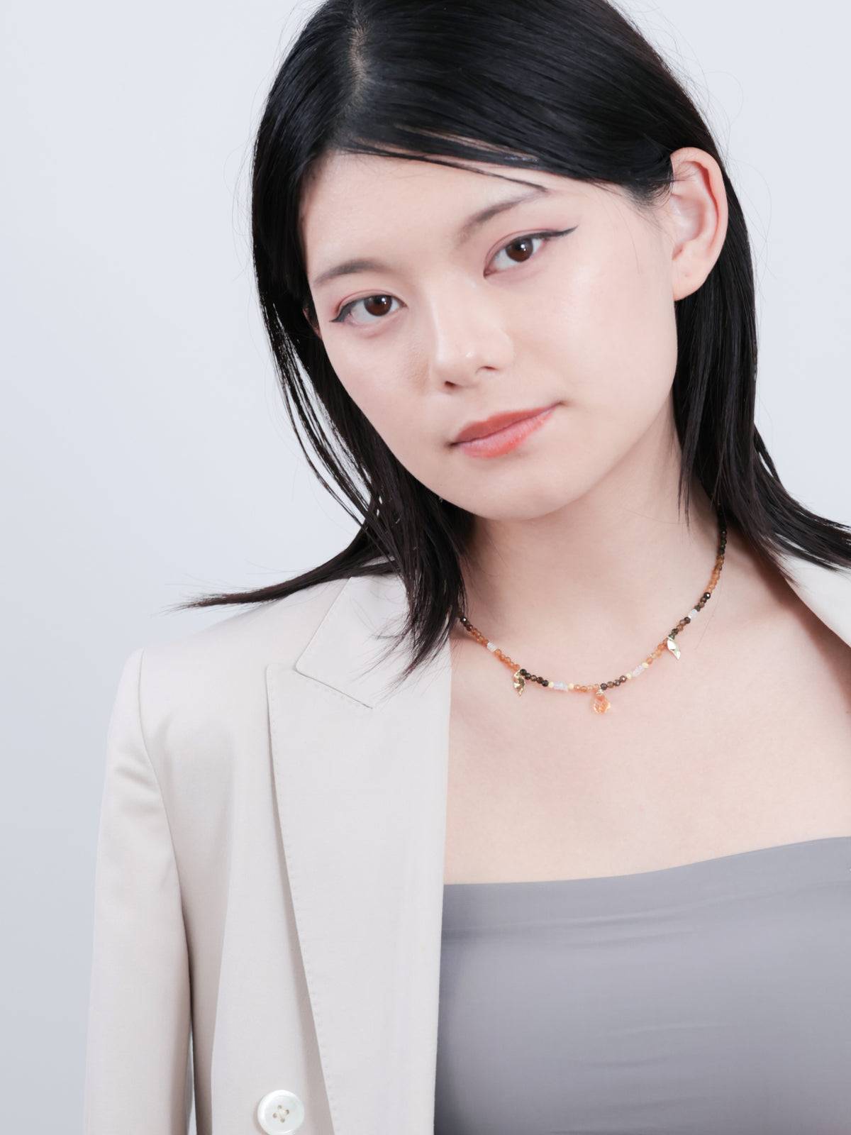 トルマリン & オパール & シトリン ネックレス〈実りの森〉- 10月・11月誕生石 天然石 SV925 K14GP