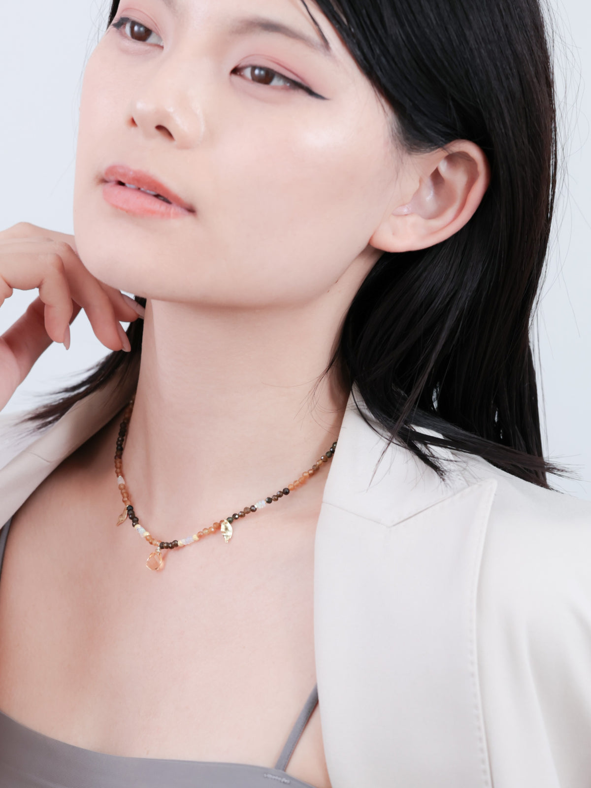 トルマリン & オパール & シトリン ネックレス〈実りの森〉- 10月・11月誕生石 天然石 SV925 K14GP