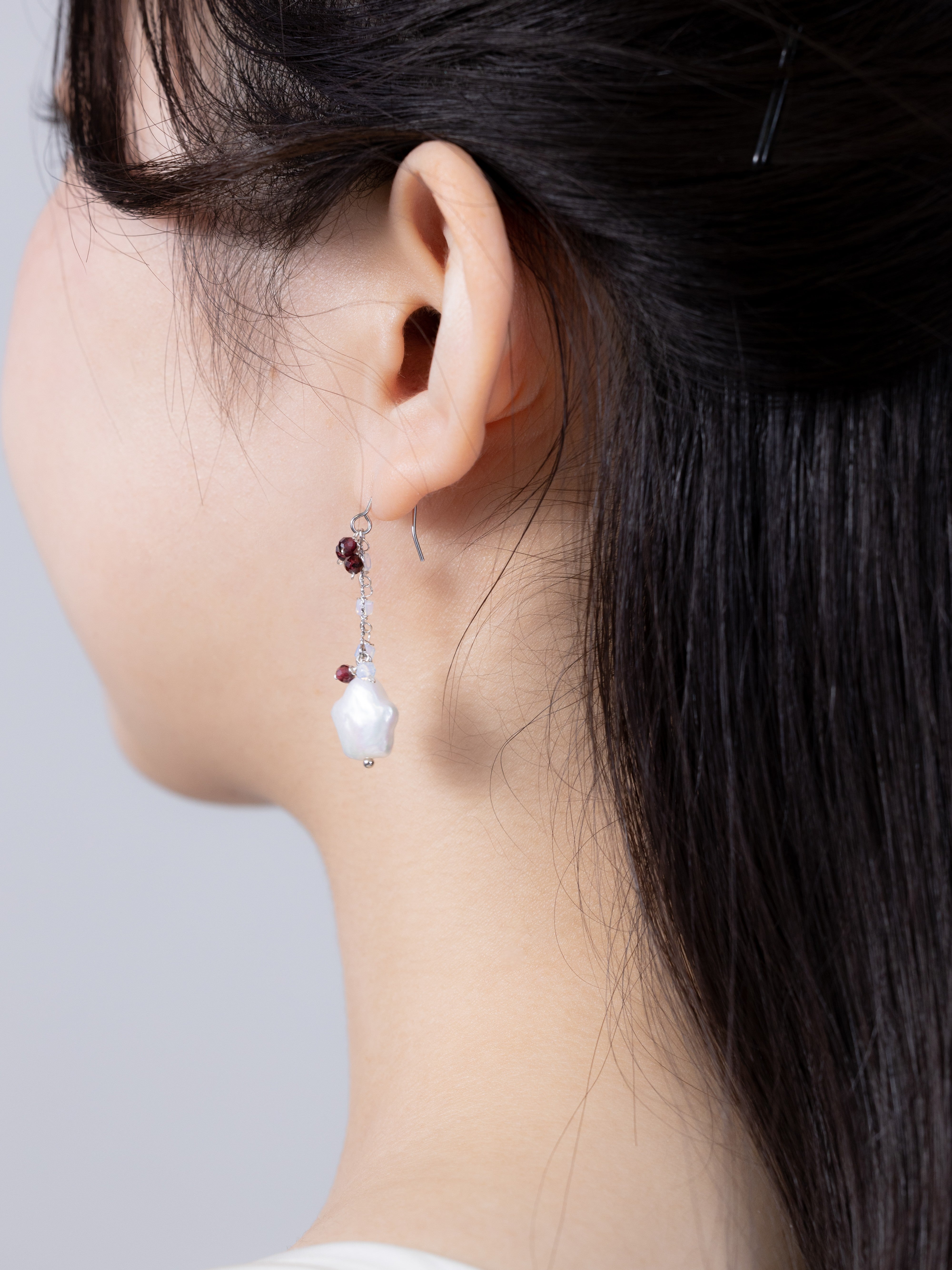 ガーネット & オパール & 淡水パール ピアス – LUCINE