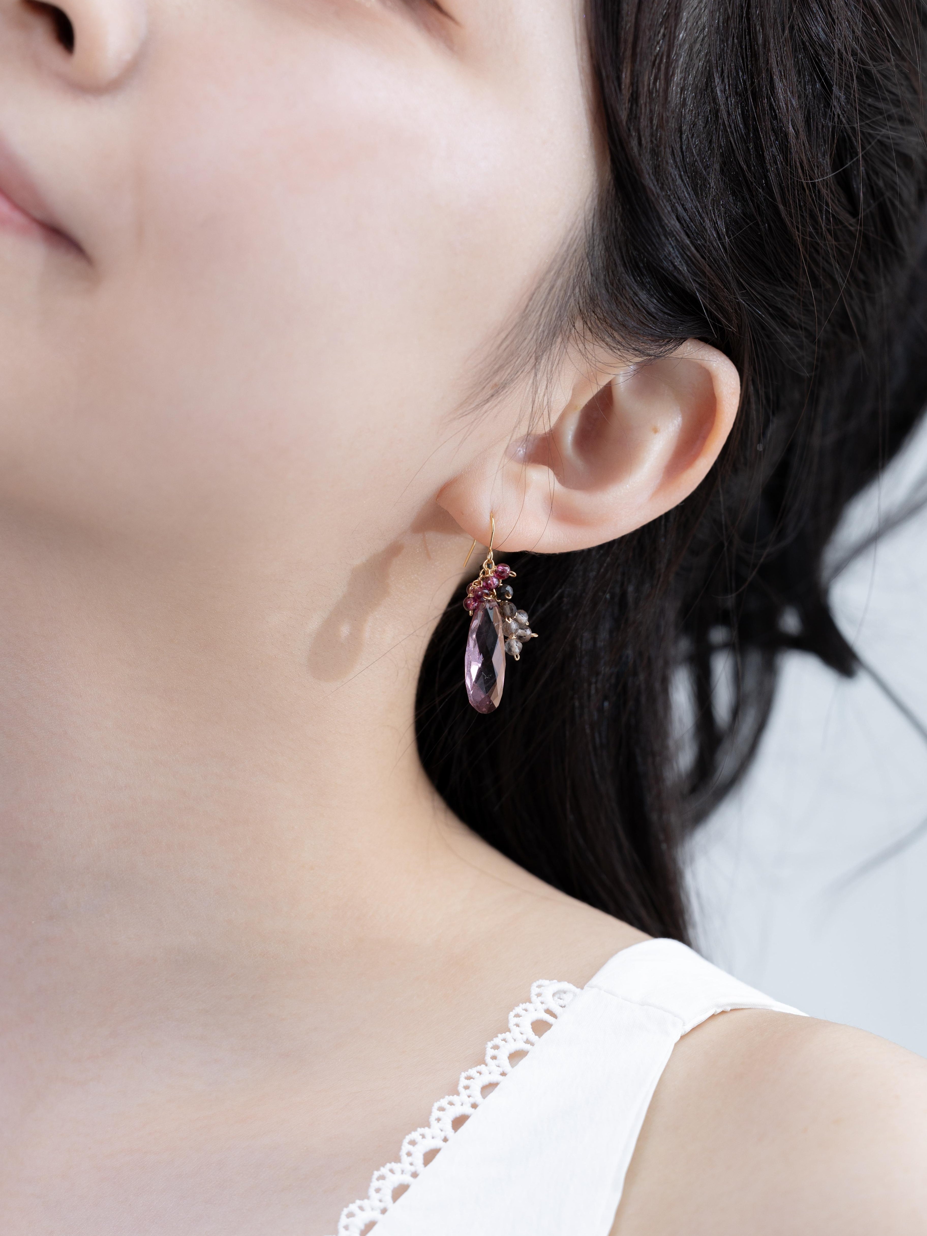 ガーネット & スモーキークォーツ ピアス – LUCINE