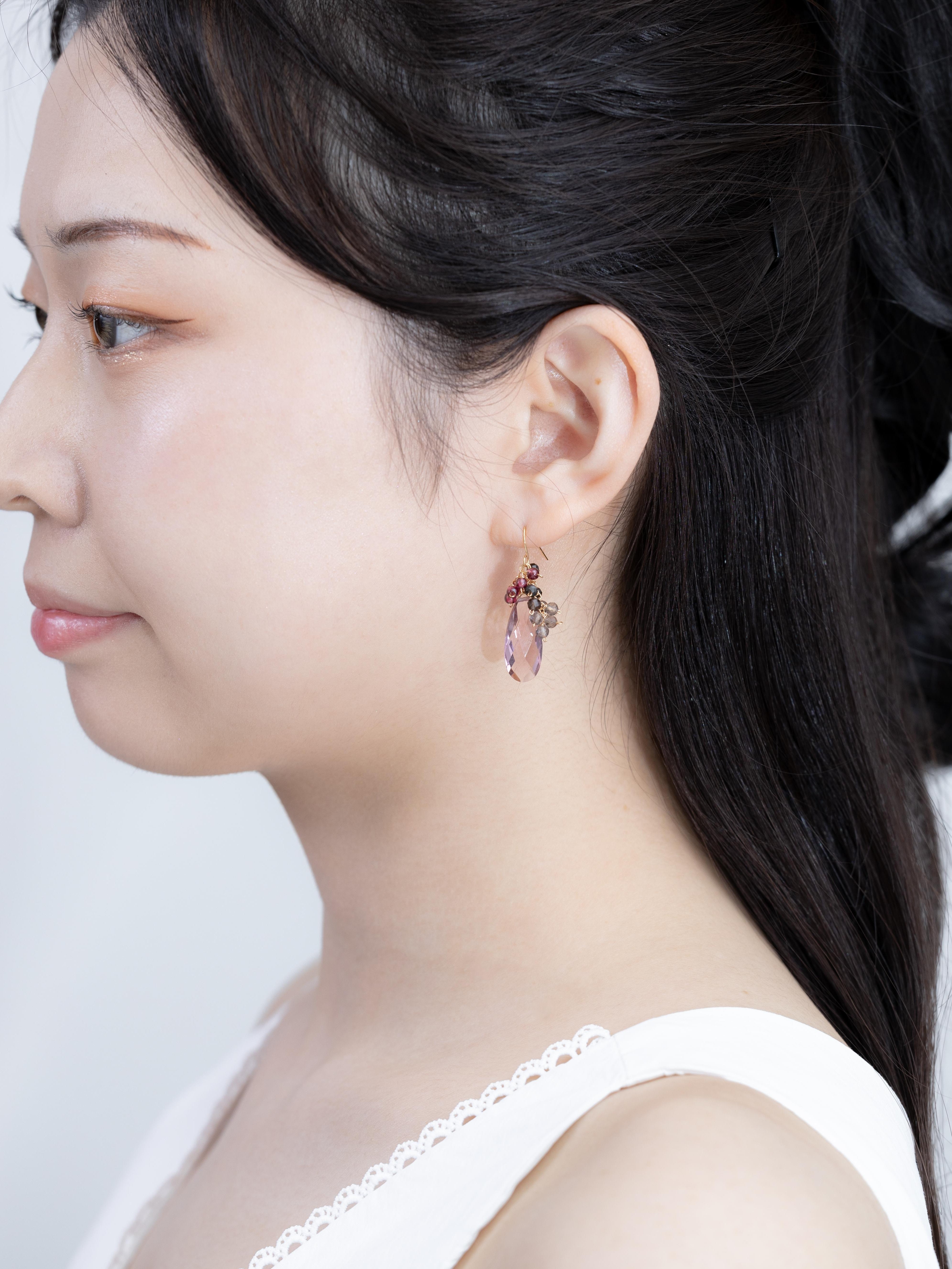 ガーネット & スモーキークォーツ ピアス – LUCINE