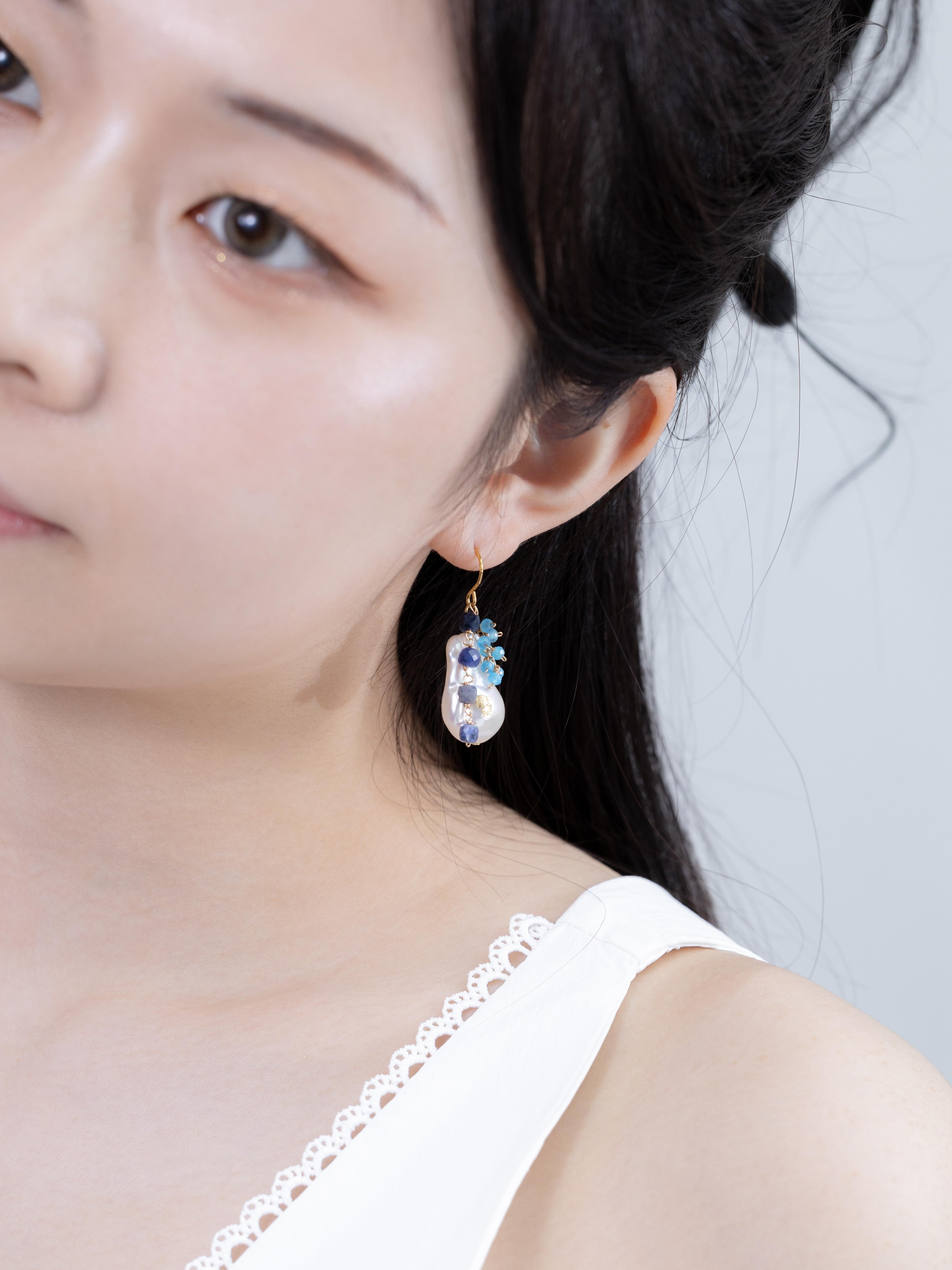 アパタイト & ラピスラズリ & 淡水パール ピアス – LUCINE