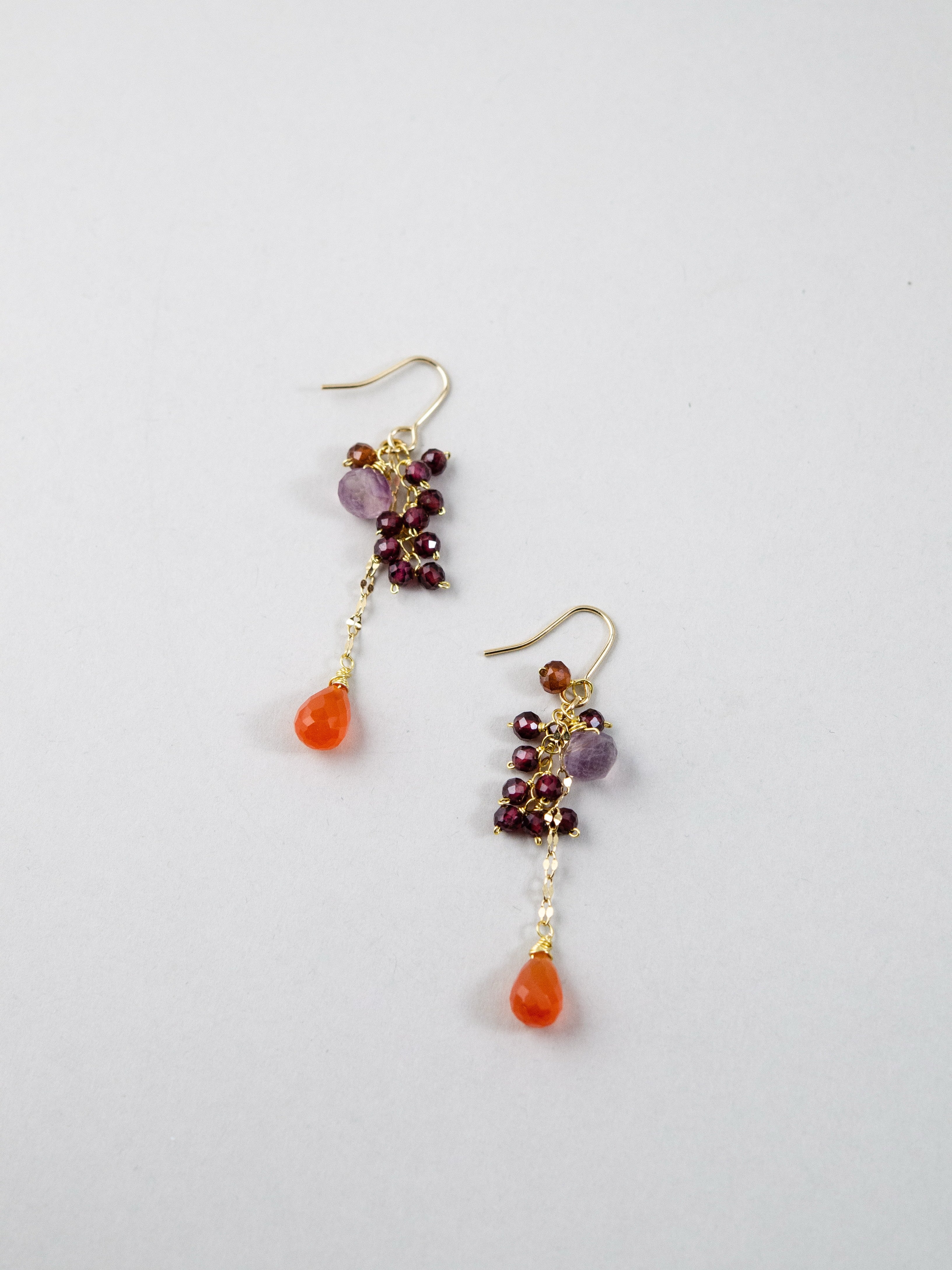 【1月誕生石】実りの果実。ガーネット & カーネリアンピアス｜アレルギー対応