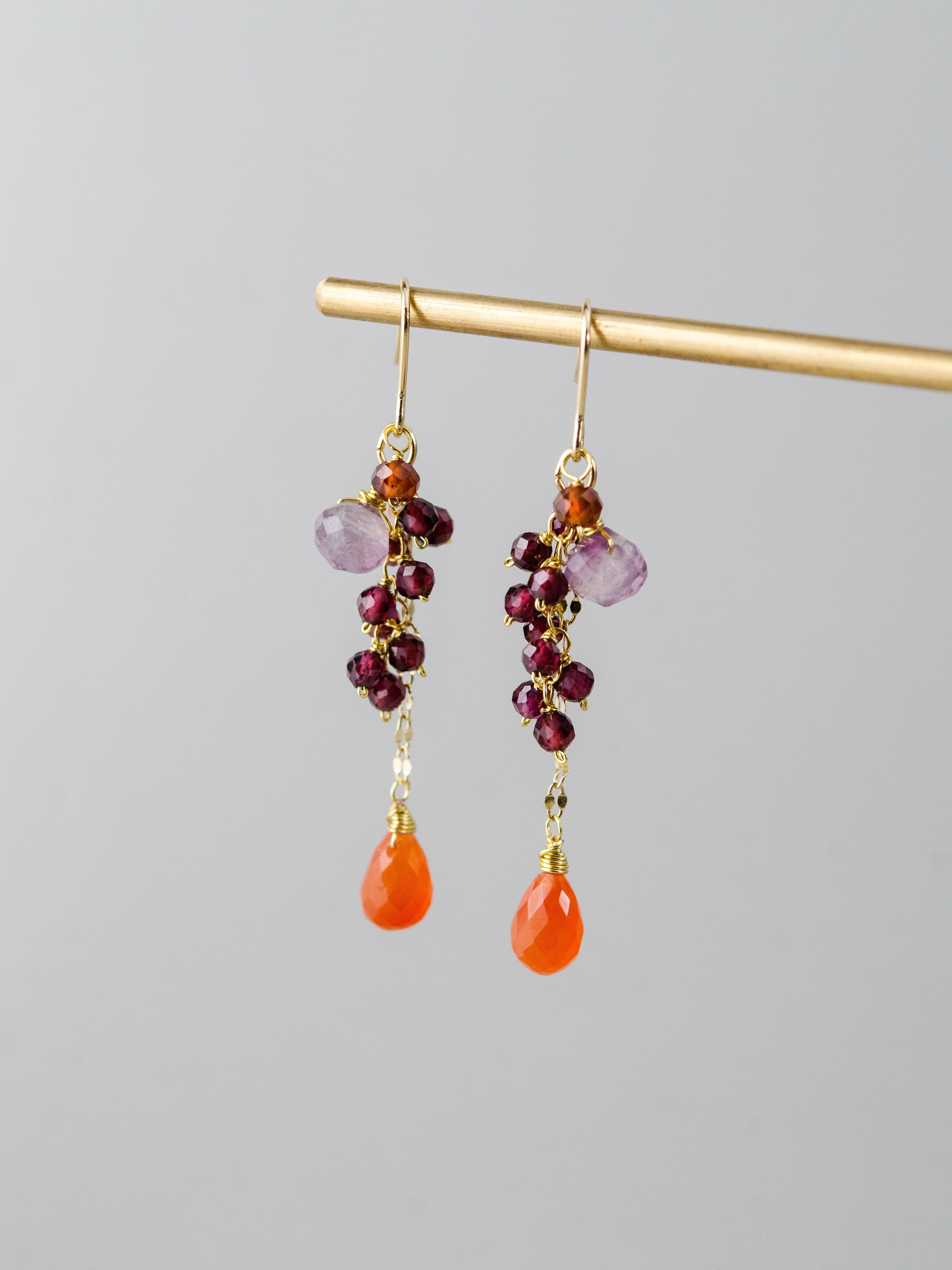 【1月誕生石】実りの果実。ガーネット & カーネリアンピアス｜アレルギー対応