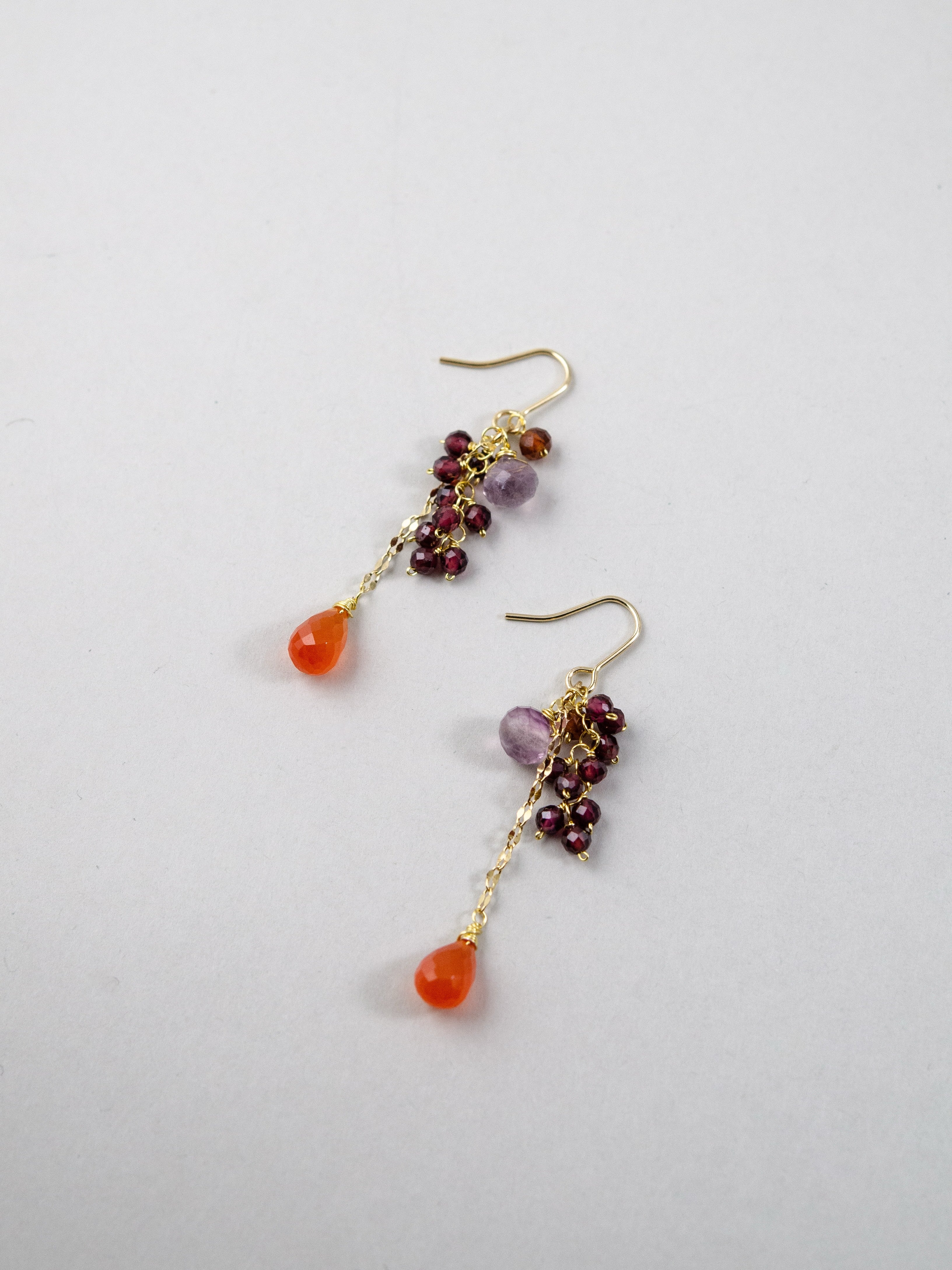 【1月誕生石】実りの果実。ガーネット & カーネリアンピアス｜アレルギー対応