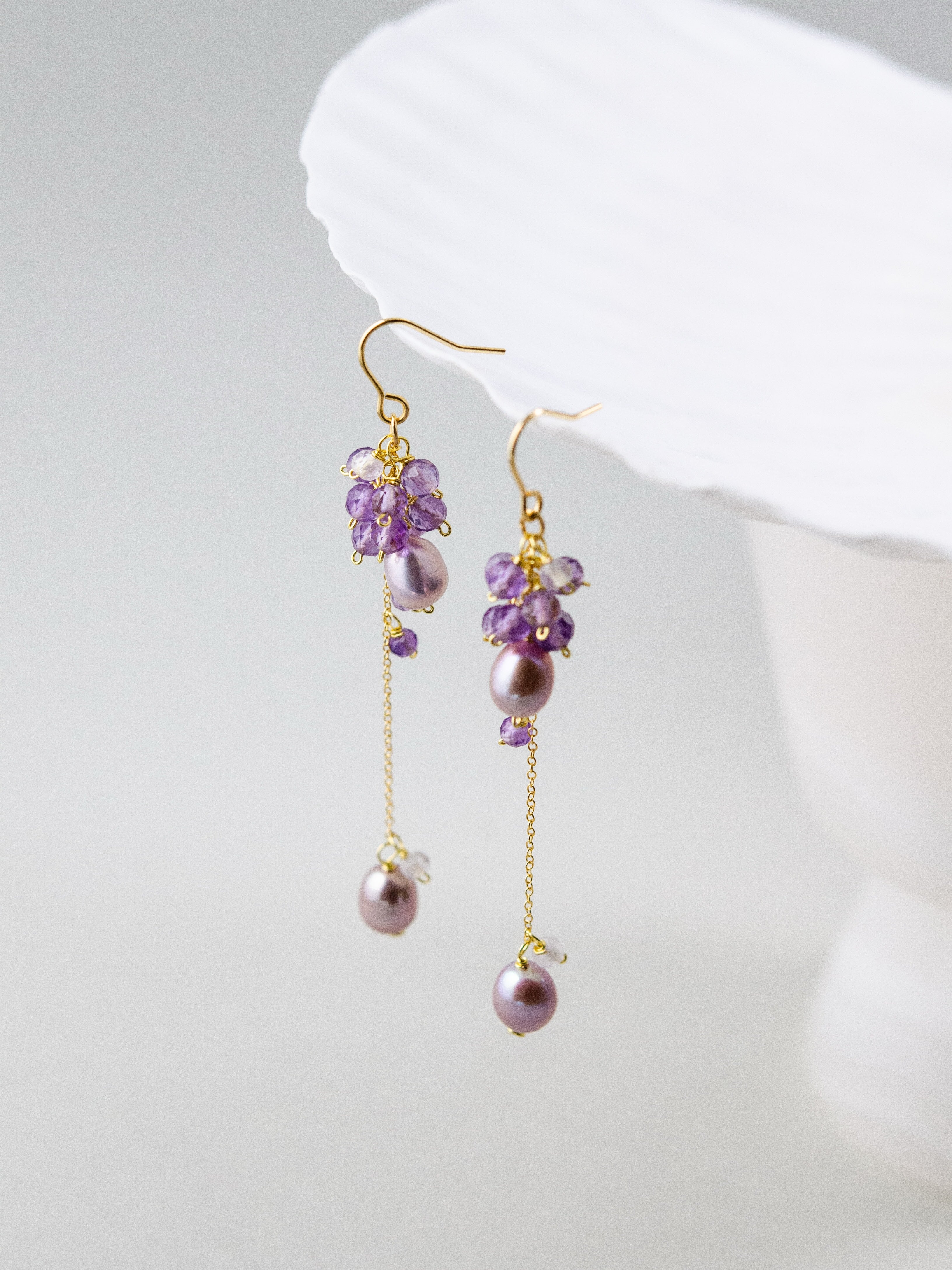 パープル淡水パール・ アメジスト スイングロングピアス – LUCINE