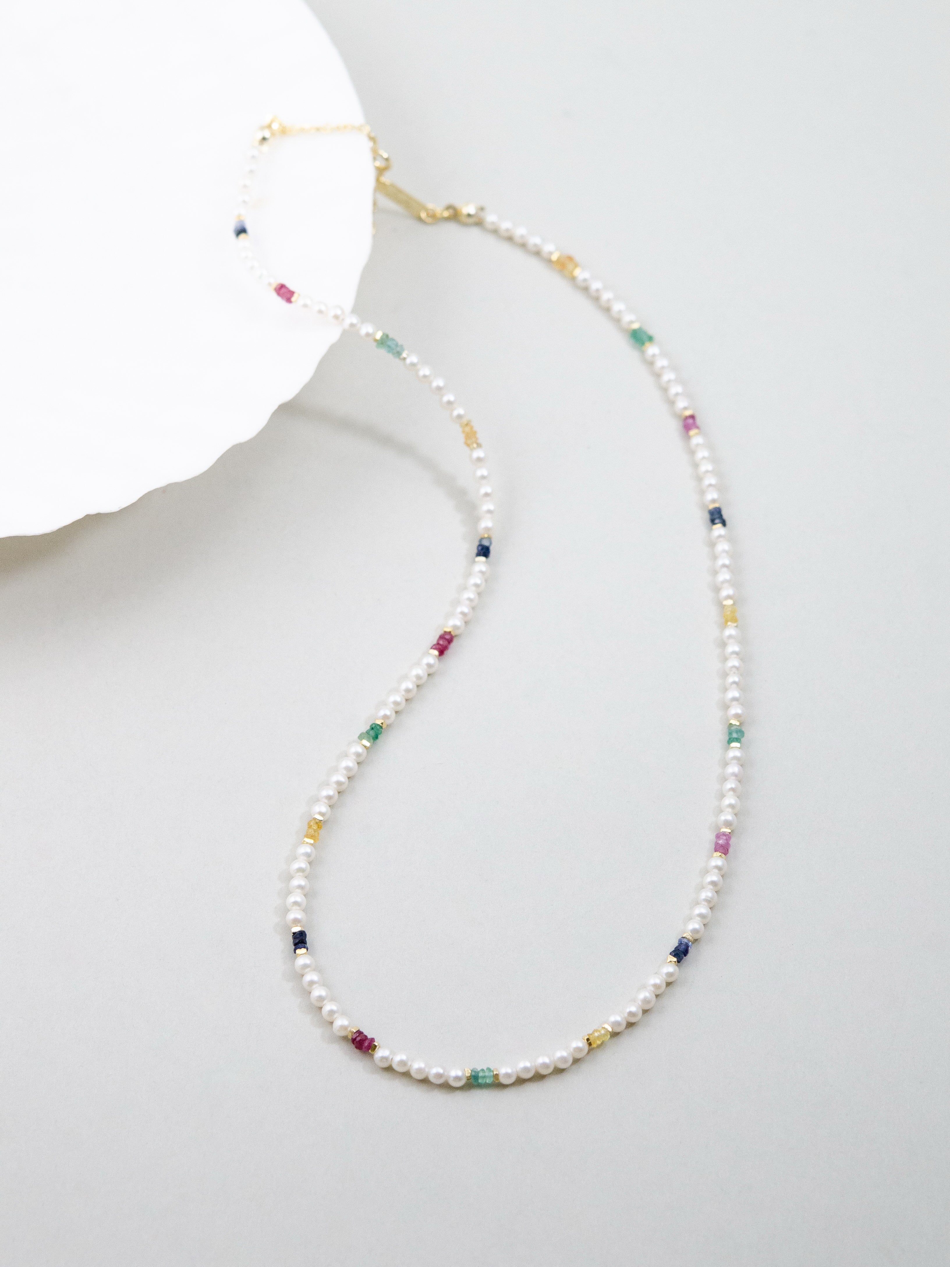 【マルチカラー・上品】淡水パール ネックレス | 華奢 スクエアカット K14メッキ