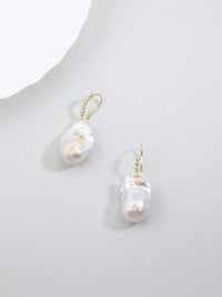 淡水バロックパール & 金箔 フックピアス