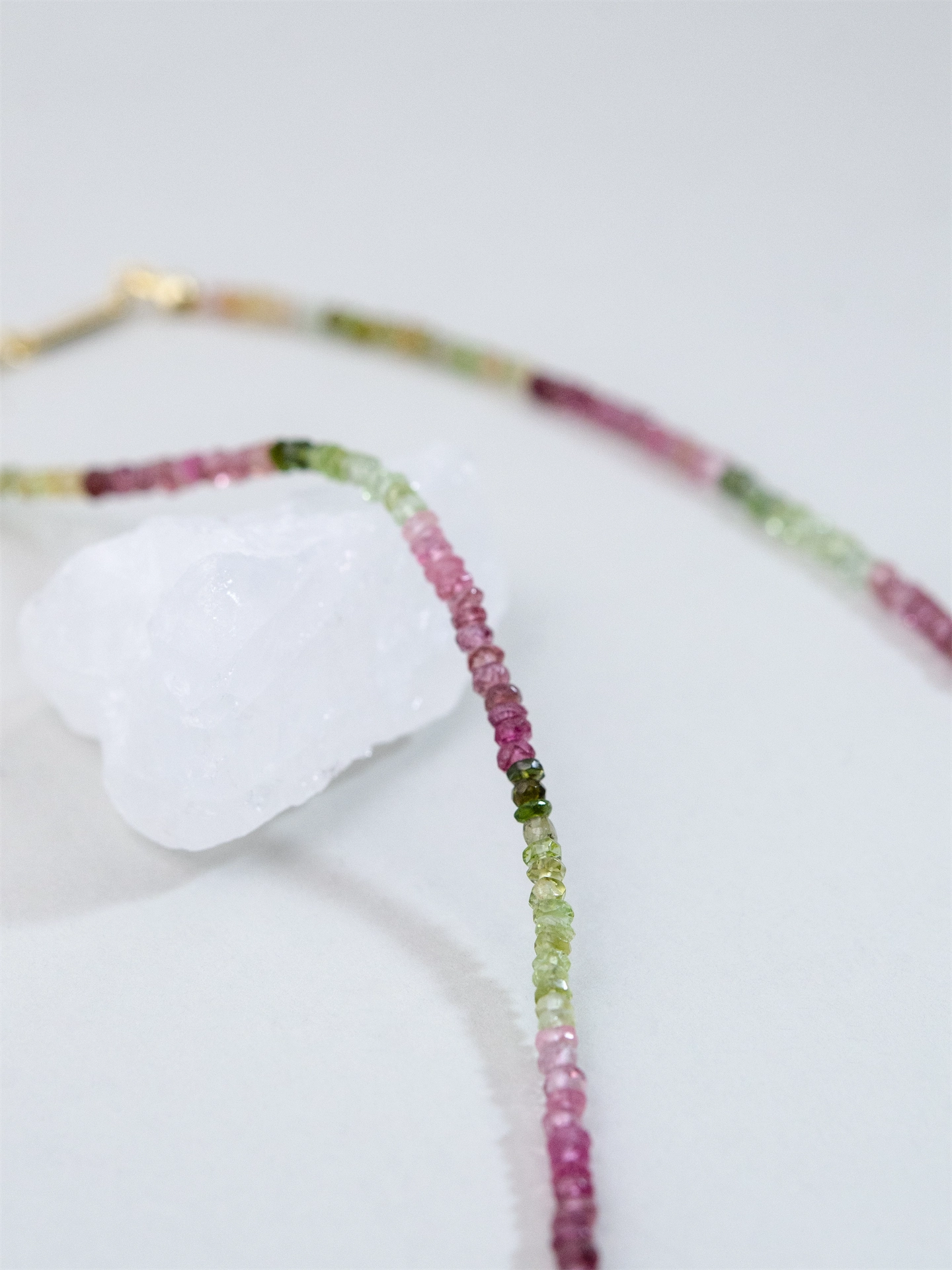 トルマリン & ガーネット ネックレス - 【森の果実（ベリー）】 彩りのハーモニーと赤い雫 / 10月・1月誕生石 SV925 (K14GP)