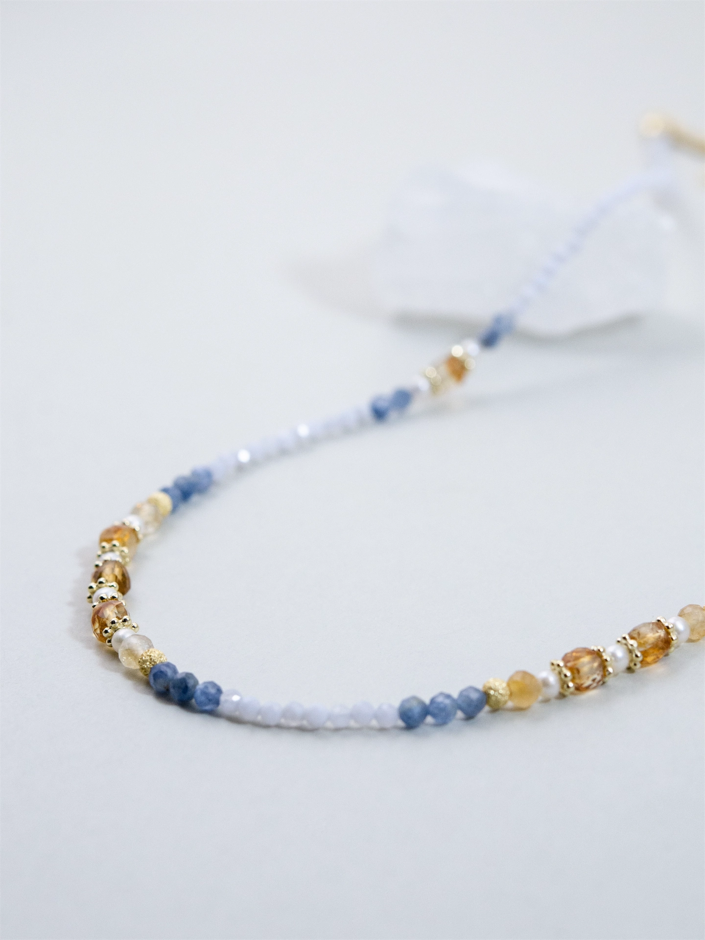 パープルアゲート & カイヤナイト & シトリン ネックレス - 【薄明（はくめい）の空】 夜明けのグラデーション / 11月誕生石 SV925 (K14GP)