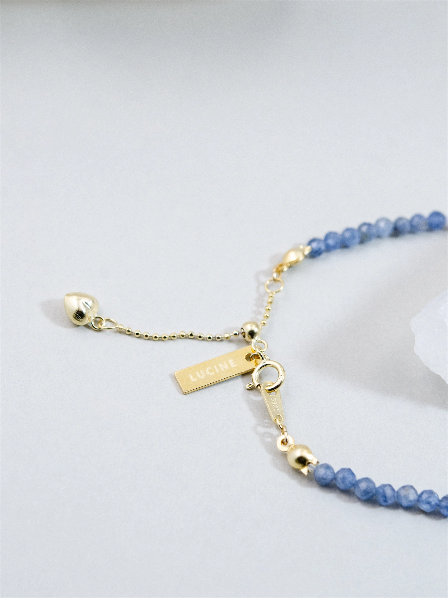 カイヤナイト & シトリン ブレスレット - 【暁（あかつき）の水平線】深い青と黄金の光 / 天然石 SV925(K14GP)