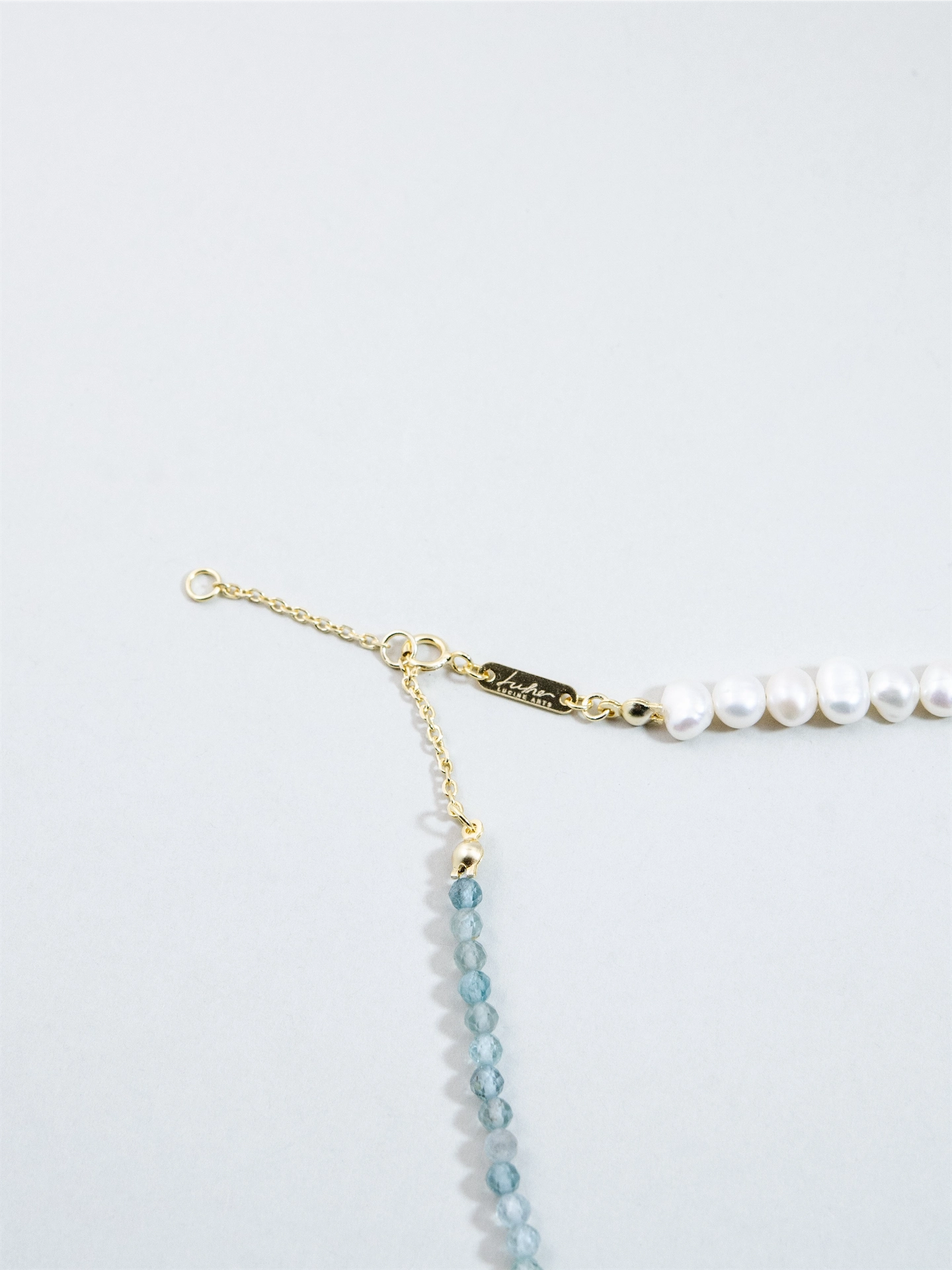 アパタイト & パール ネックレス - 【人魚の恋心（こいごころ）】 海色の碧と真紅のハート / 6月誕生石 SV925 (K14GP)