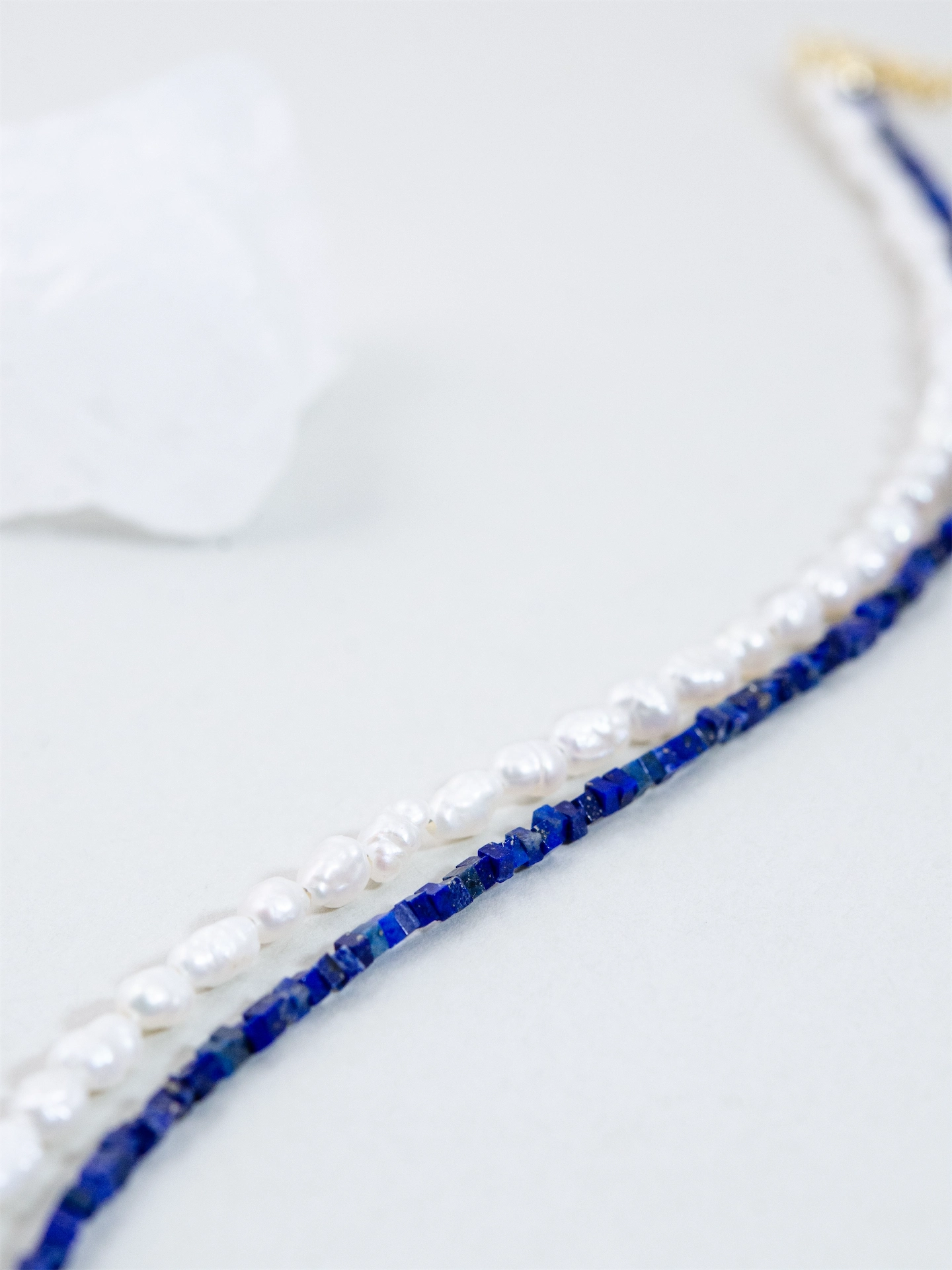 ラピスラズリ & パール 2連ネックレス - 【星月夜（ほしづきよ）のゴールド・ハート】 天空の青と純真な輝き / 12月・9月・6月誕生石 SV925 (K14GP)