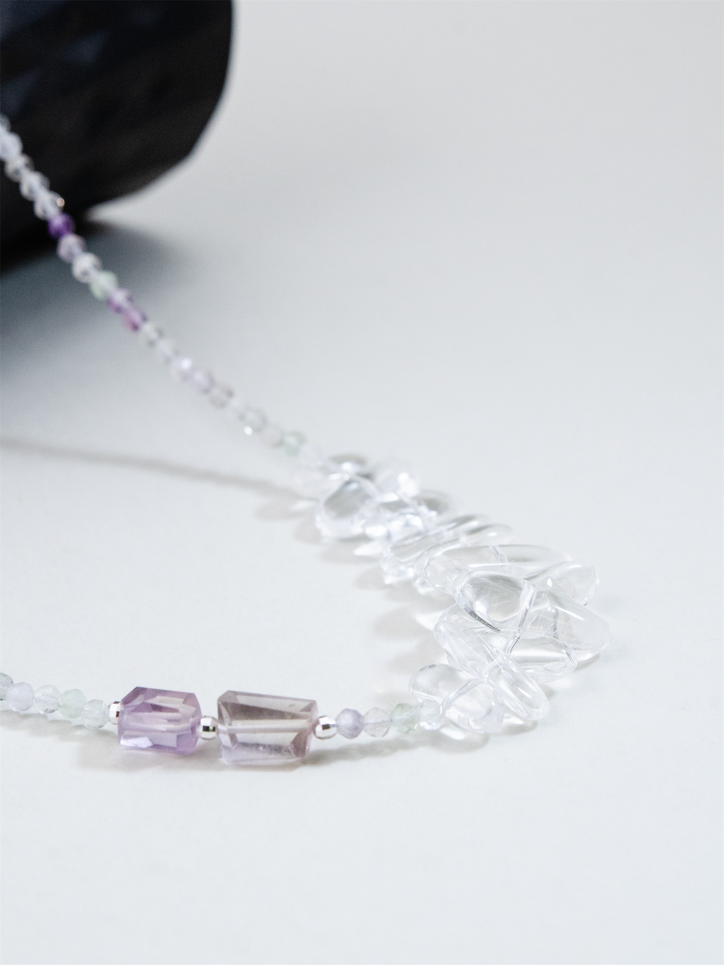 クリスタル × フローライト ネックレス - 【清流のプリズム】SV925 / 40cm+5cm