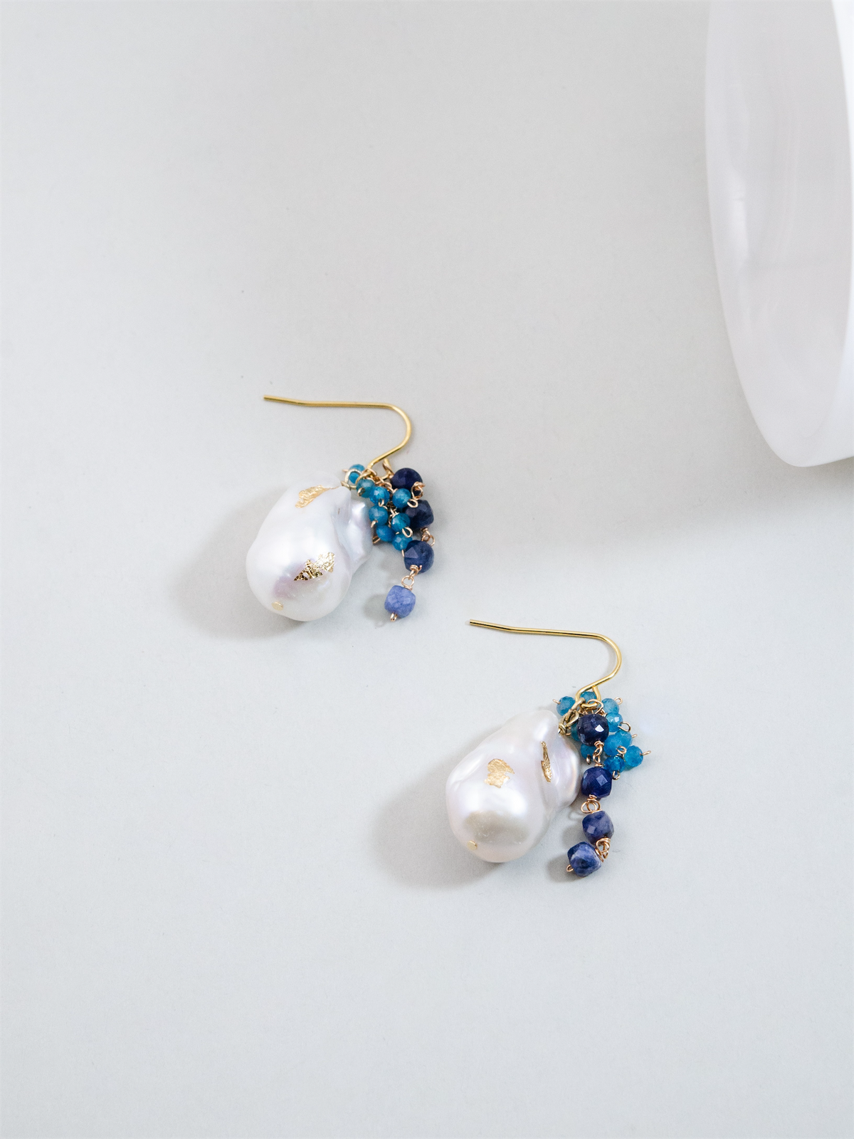 バロックパール × ブルー天然石 ピアス/イヤリング - 【人魚の涙】金具変更可
