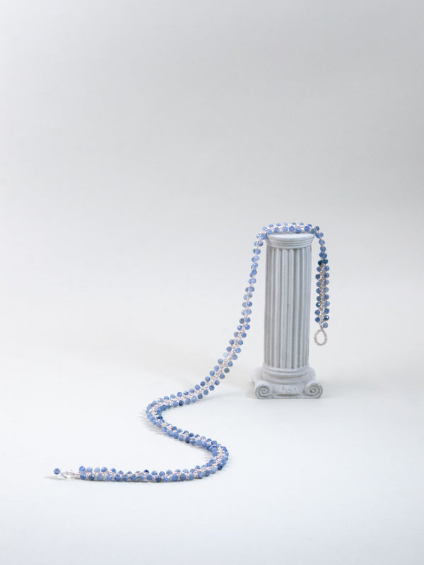カイヤナイト クロッシェ ショートネックレス〈氷の華〉SV925 高輝度メタリックコード ／ 40cm 手仕事の梭編｜神戸アトリエ LUCINE