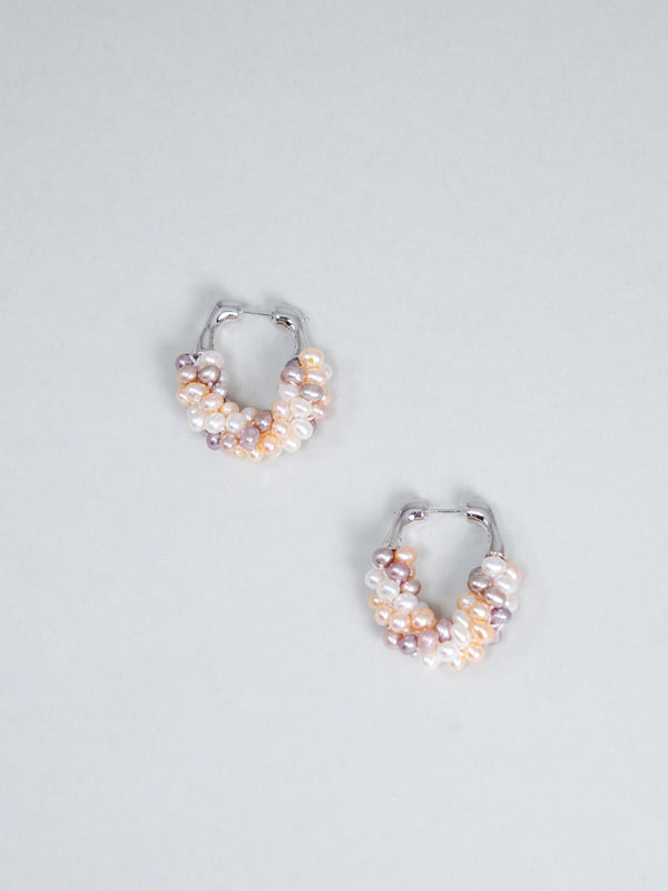 真珠 ピアス 【月のしずく】淡水パール × 14KGF 手編みロング｜神戸アトリエ LUCINE