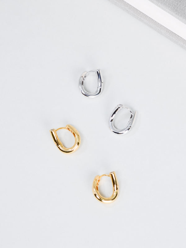 ツイスト フープピアス〈光の輪郭〉18Kゴールド／プラチナコーティング 立体ねじれ造形｜神戸アトリエ LUCINE