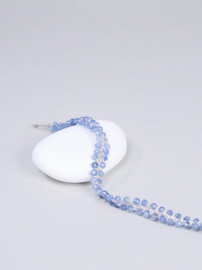 カイヤナイト クロッシェ ブレスレット〈氷の華〉SV925 高輝度メタリックコード ／ 手仕事のレース編み｜神戸アトリエ LUCINE