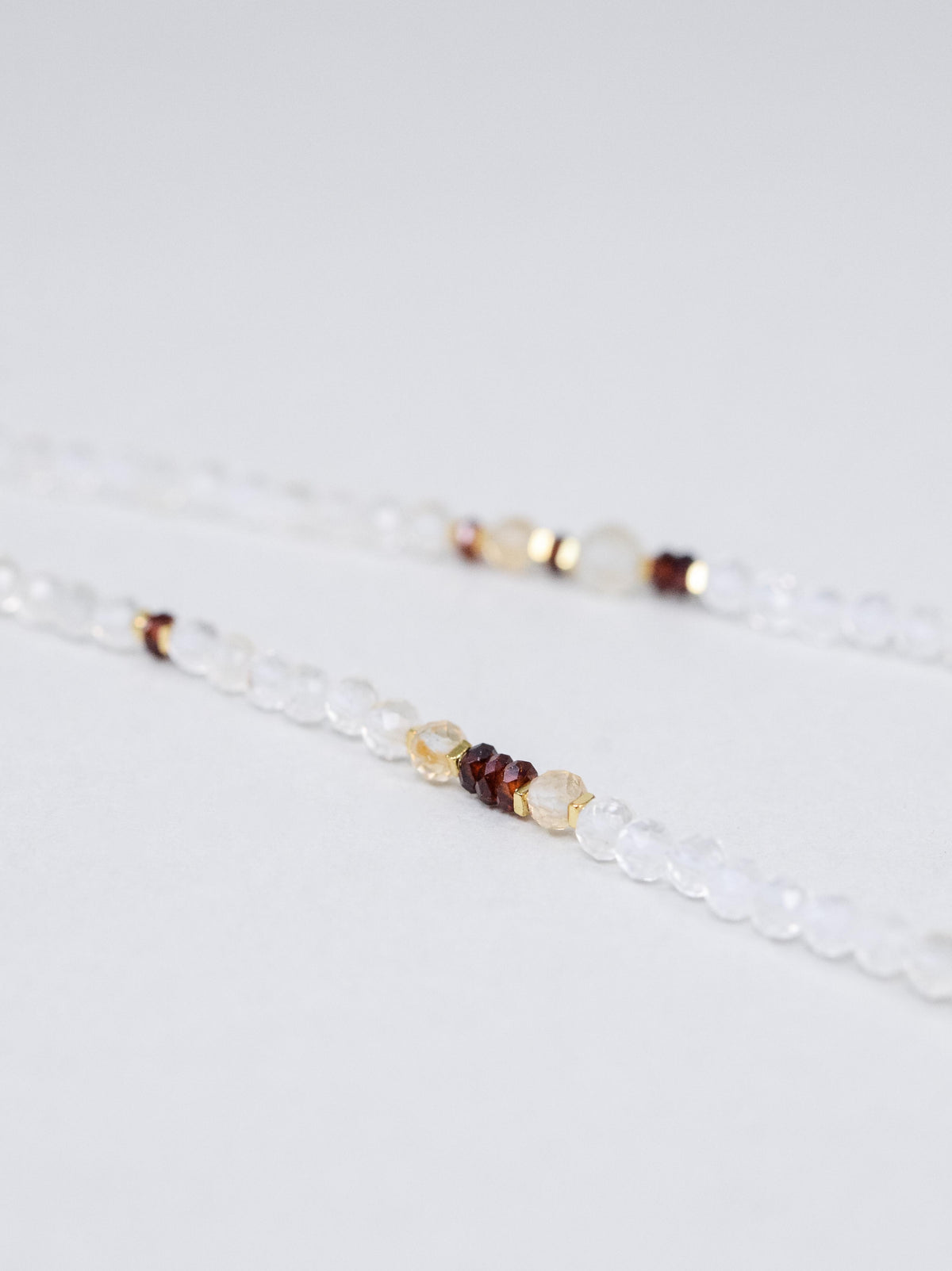 シトリン×ガーネット×水晶 ネックレス〈陽だまりから、夜の実りへ〉14KGF グラデーション ／ 11月誕生石 ユニセックス｜神戸アトリエ LUCINE