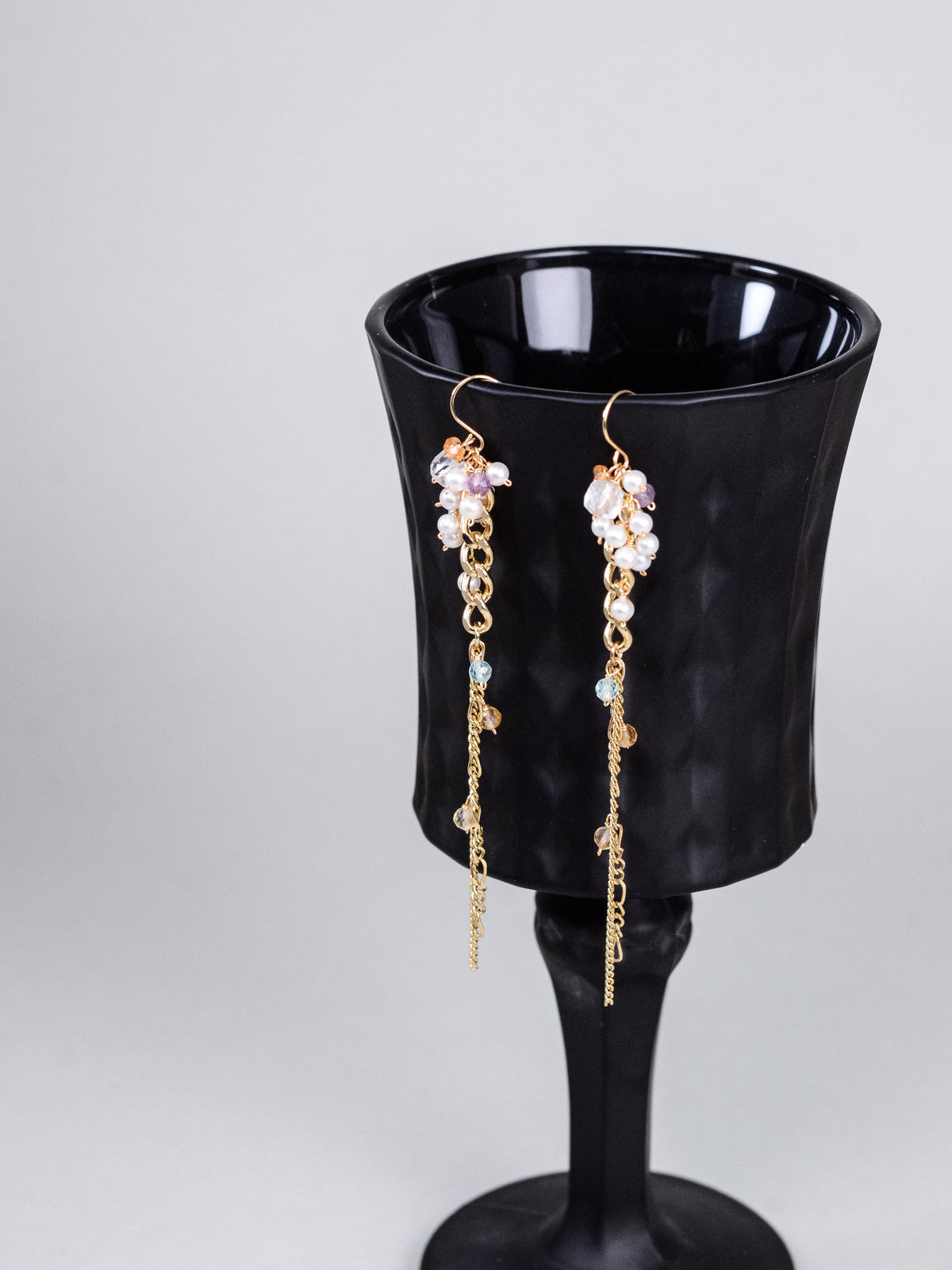 パール & アパタイト & シトリン ピアス〈しずくを、つらねて。〉14KGF/SV925/ステンレス ロングピアス ／ 6月・11月誕生石 ユニセックス｜神戸アトリエ LUCINE