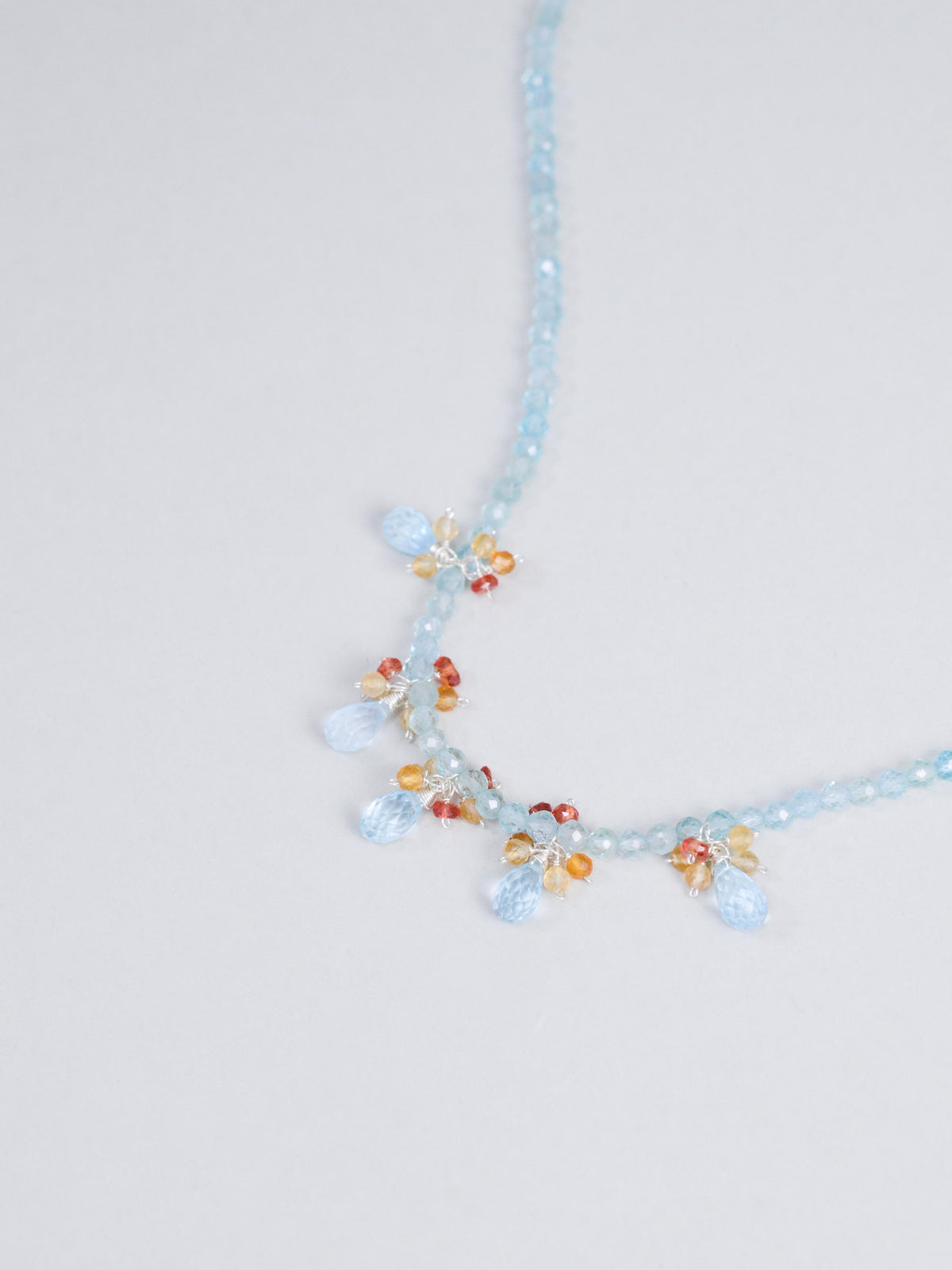 アパタイト & ブルートパーズ ネックレス〈水面に、あかり〉SV925 イエローサファイア ／ 9月・11月誕生石｜神戸アトリエ LUCINE