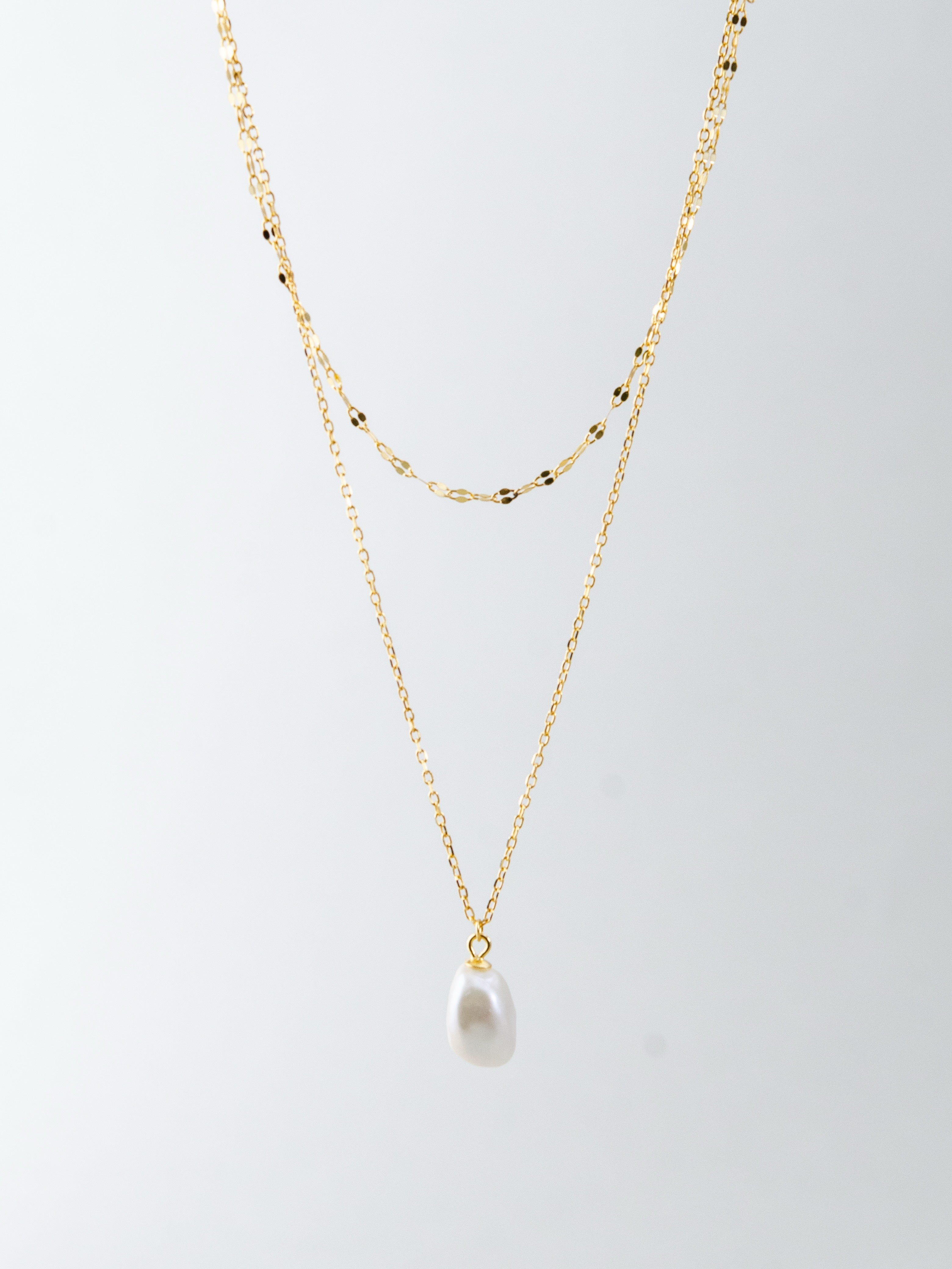 オフィス 1 粒 淡水パール ネックレスレイヤード