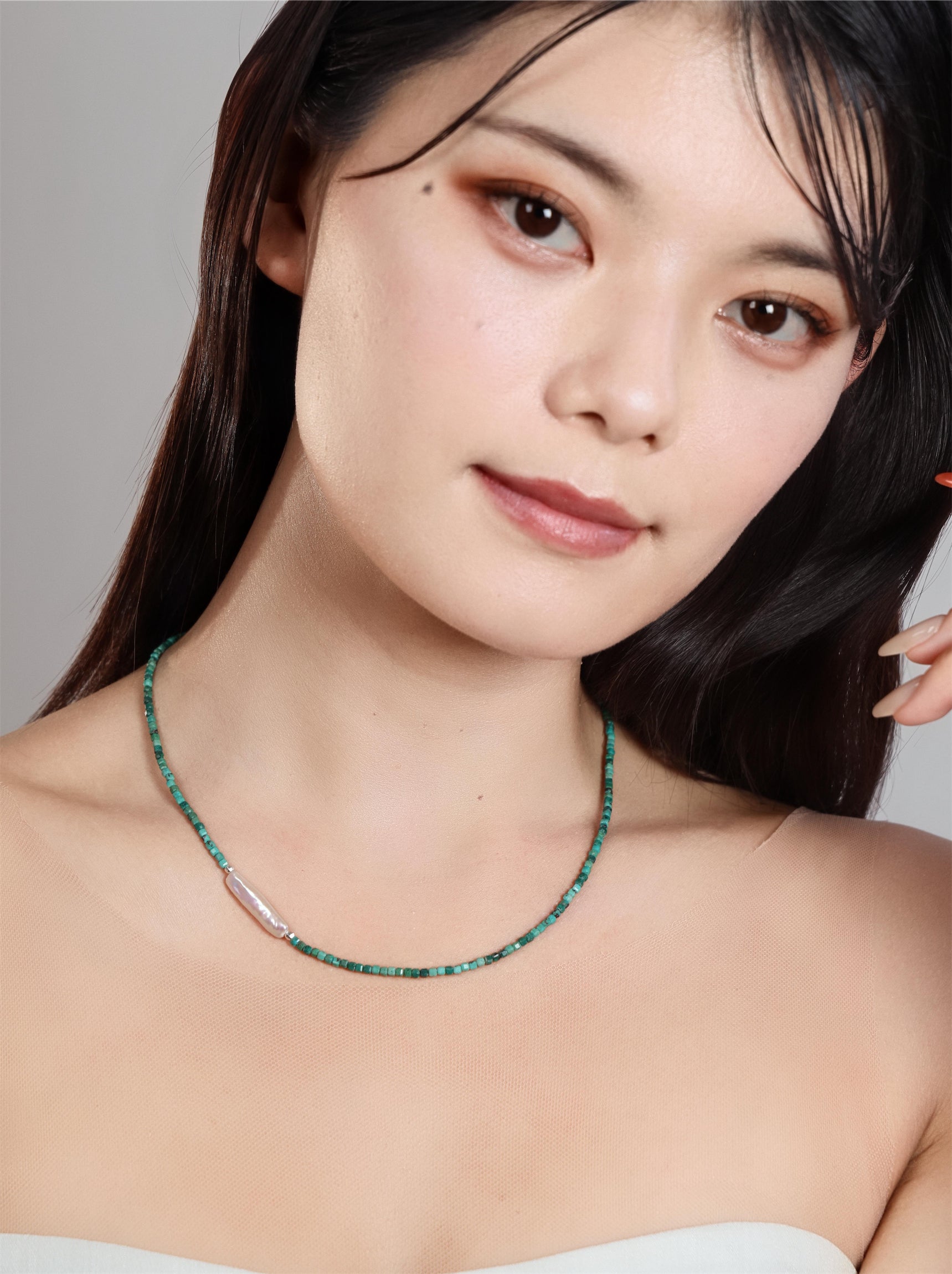 ターコイズ ネックレス SV925｜12月誕生石・スティックパール – LUCINE