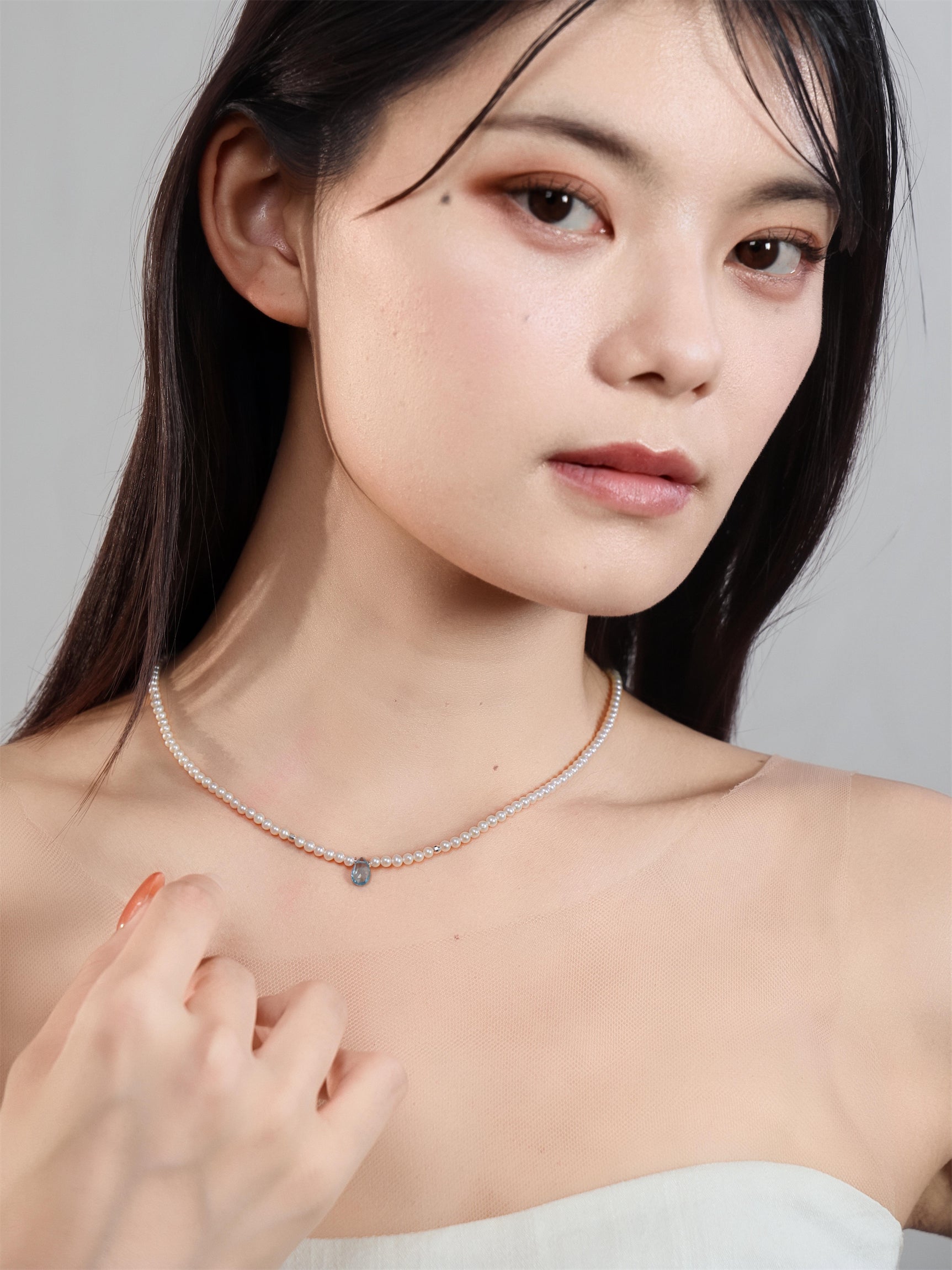 ブルートパーズ & 淡水パール ネックレス SV925｜11月・6月誕生石 – LUCINE