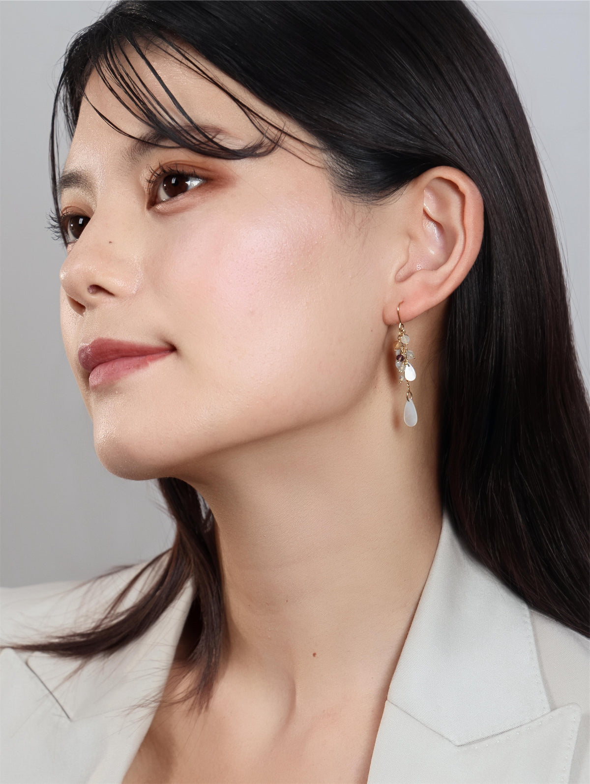 フローライト & シトリン ピアス〈雨色プリズム〉- イヤリング変更可 / 14kgf SV925