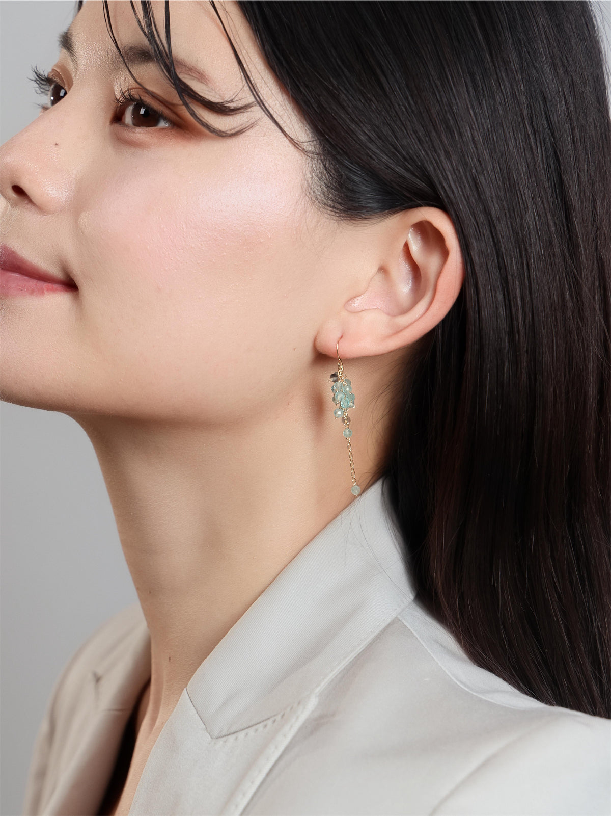 アパタイト ピアス〈碧い海の雫〉- 天然石 14KGF イヤリング変更可