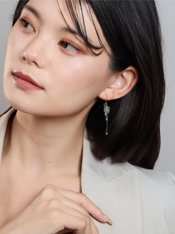 アパタイト ピアス〈碧い海の雫〉- 天然石 14KGF イヤリング変更可