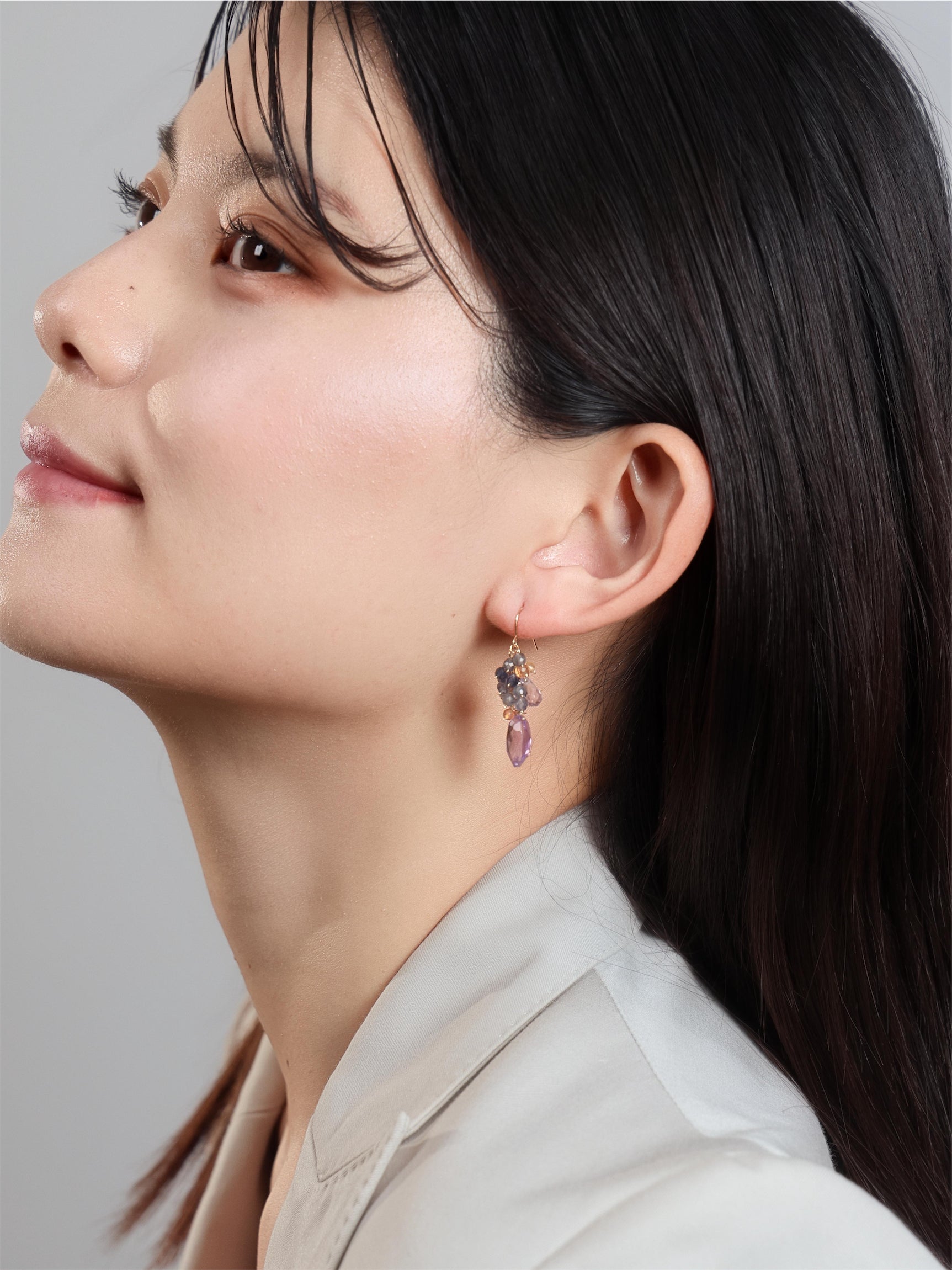 琥珀にほどける氷 / ブランデーシトリンのピアス ほか おまとめページ アメジスト & シトリン & アイオライト ピアス – LUCINE