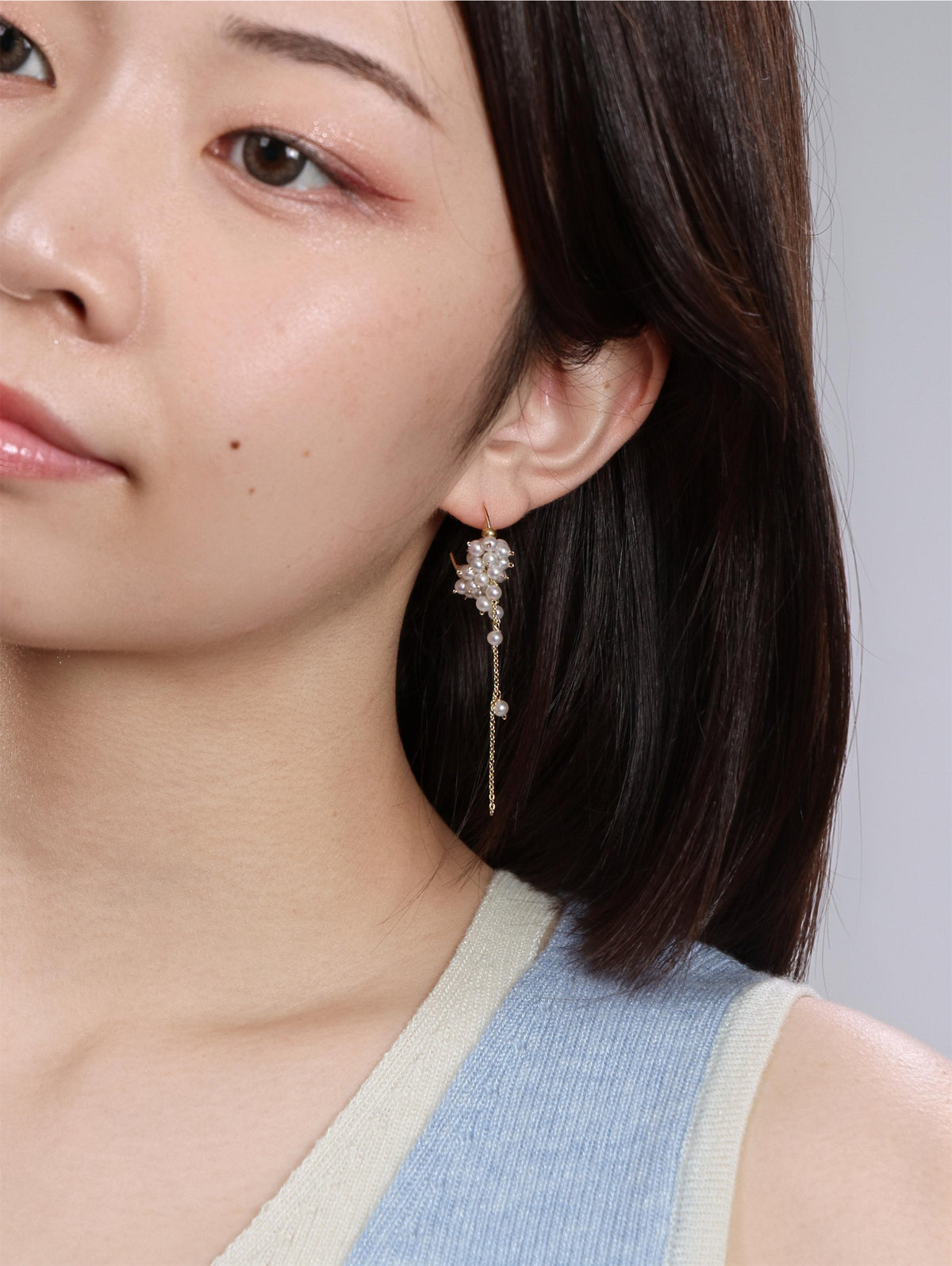 淡水パール 揺れる フープピアス - 【可憐な白のブーケ】贅沢なクラスター / SV925・金属アレルギー対応