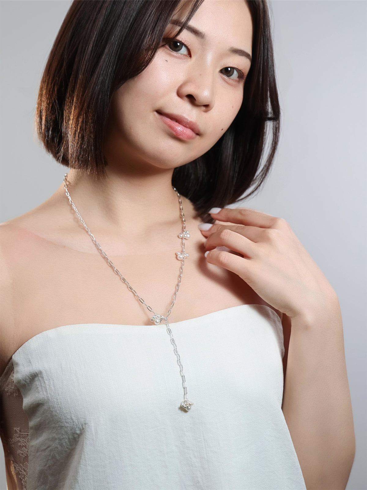 パール ロングネックレス〈白月の連なり〉セーターチェーン SV925