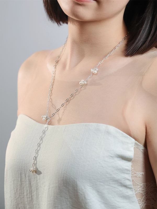 パール ロングネックレス〈白月の連なり〉SV925 天然パール セーターチェーン｜神戸アトリエ LUCINE