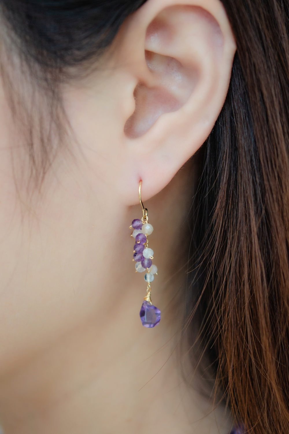 アメジスト ピアス【イヤリング変更可】 - 【菫色のワルツ】高貴な紫の