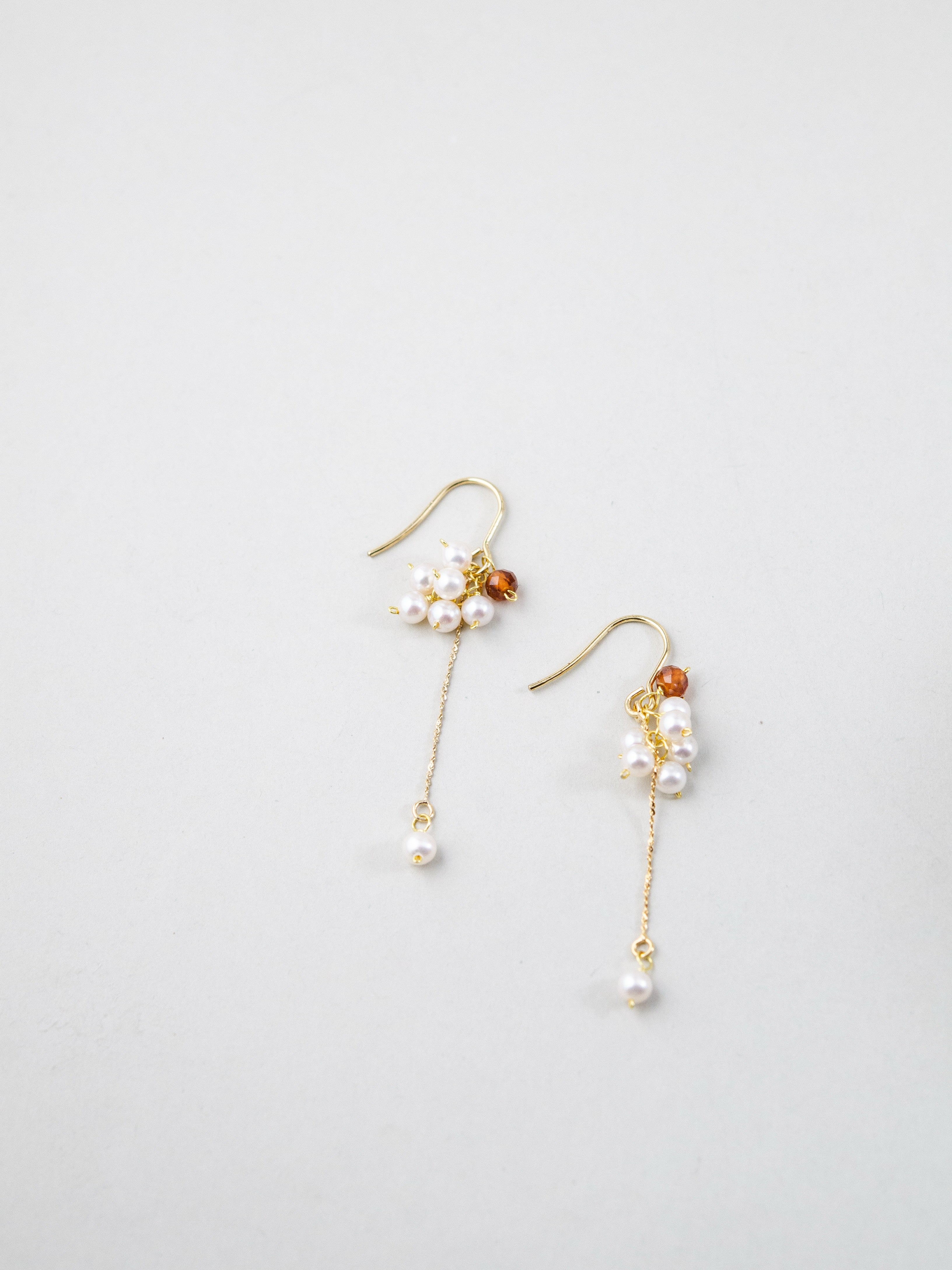 14kgf アクアマリン 淡水パール ピアス 平置き ペア画像 イヤリング変更可