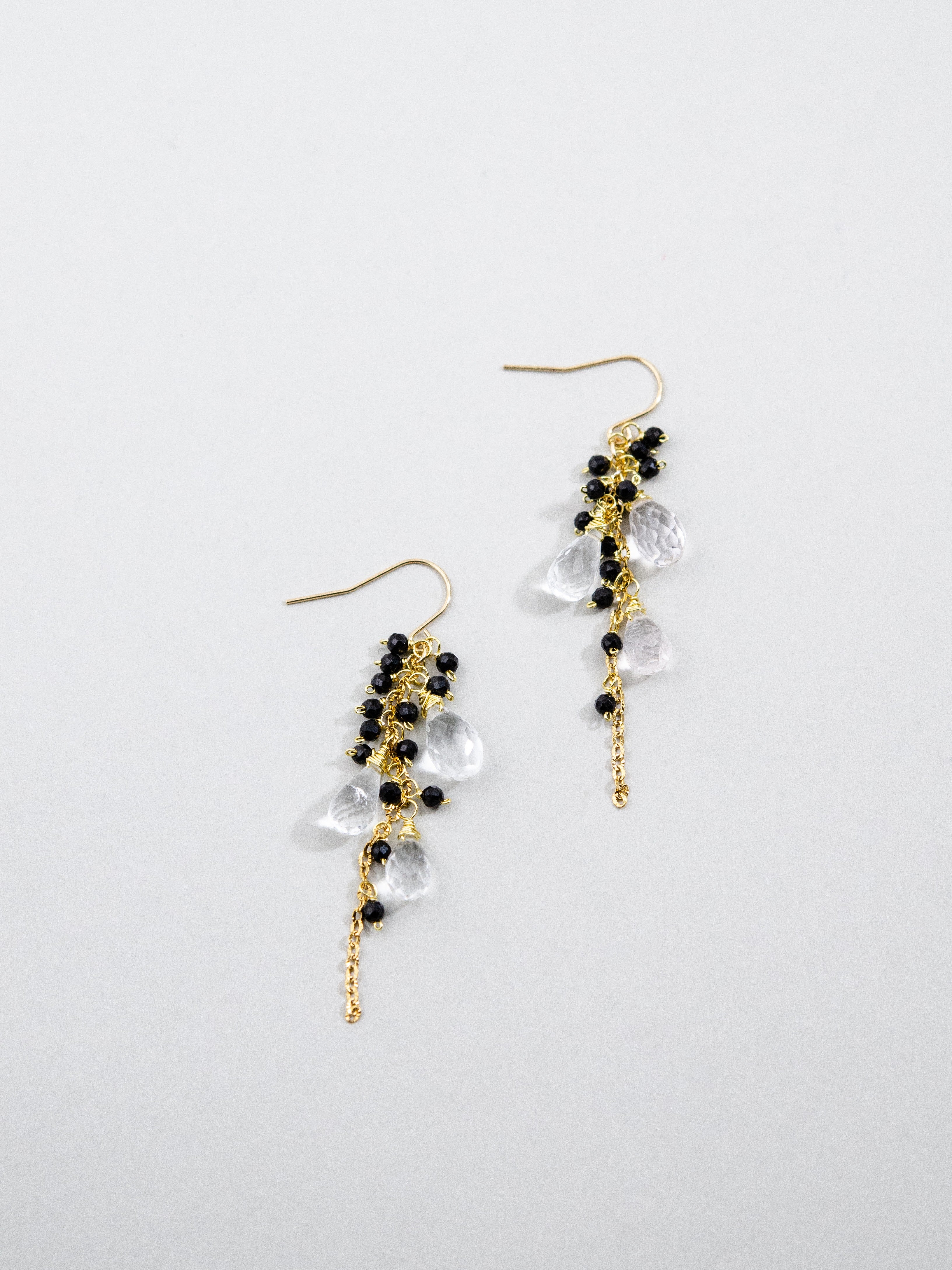 ブラックオブシディアン ピアス 置き画 金属アレルギー対応