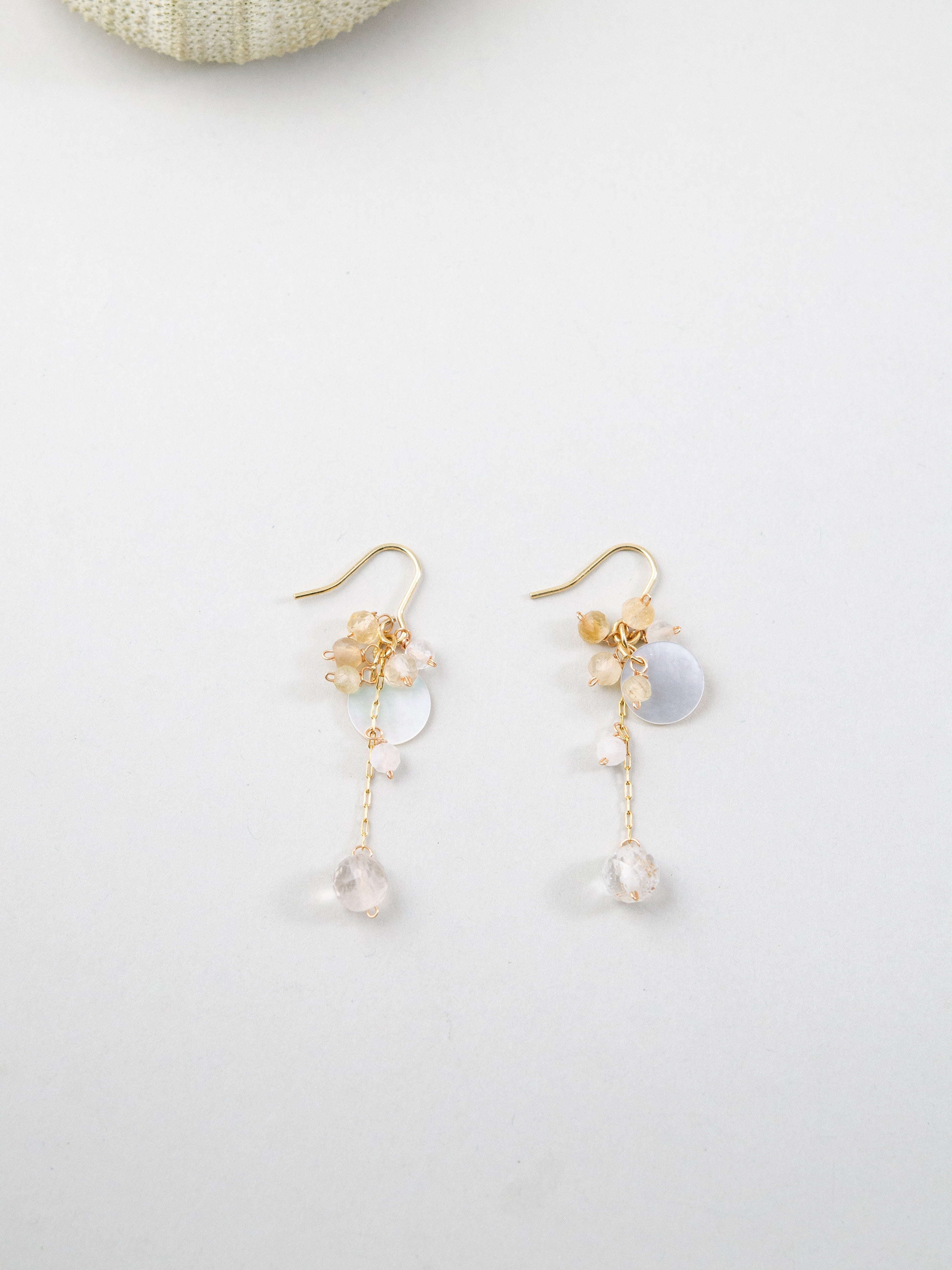 11月誕生石 シトリンとモルガナイトのピアス 詳細画像