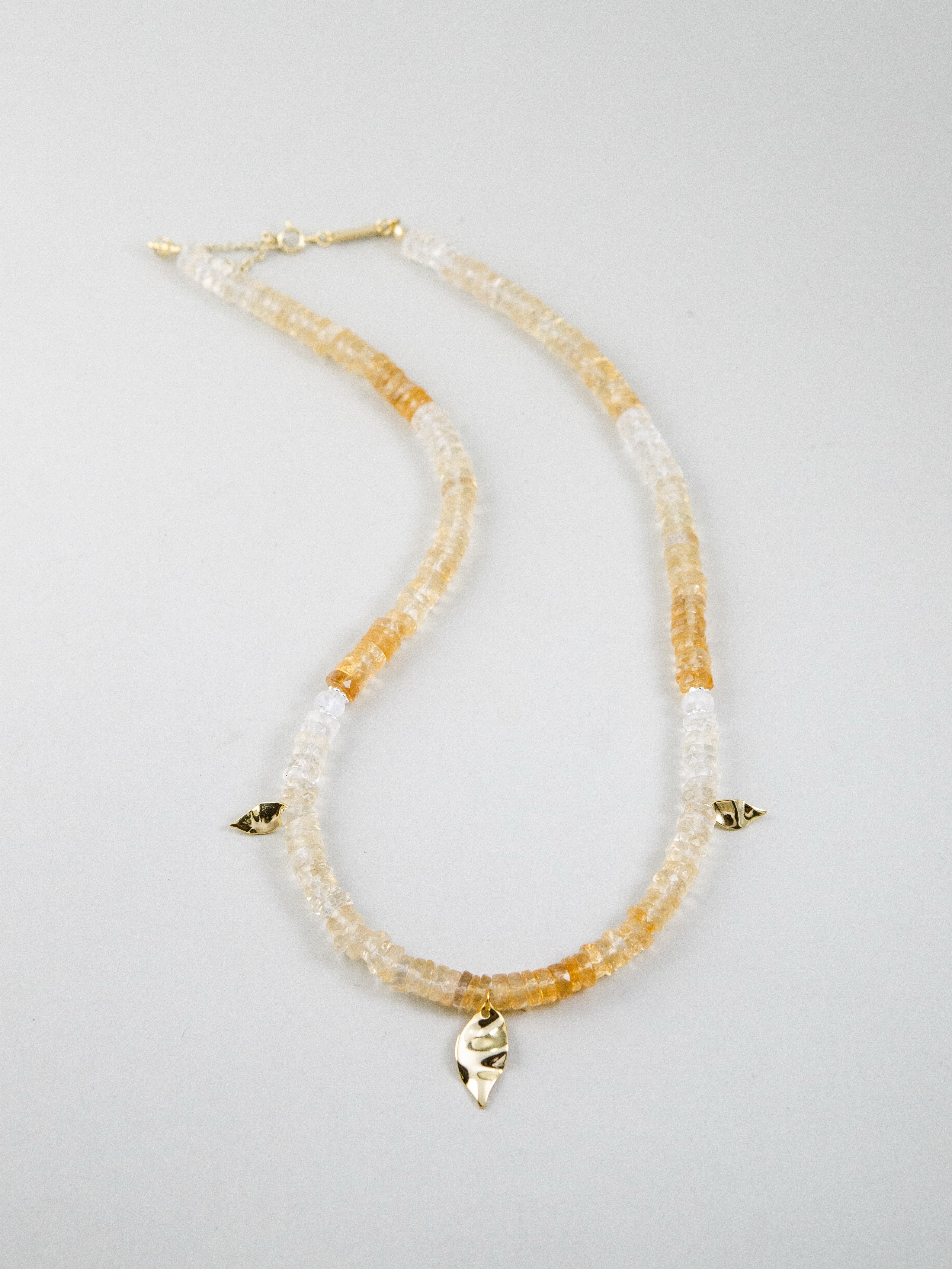 シトリン ネックレス 平置き デザイン全体像 SV925 ゴールドコーティング