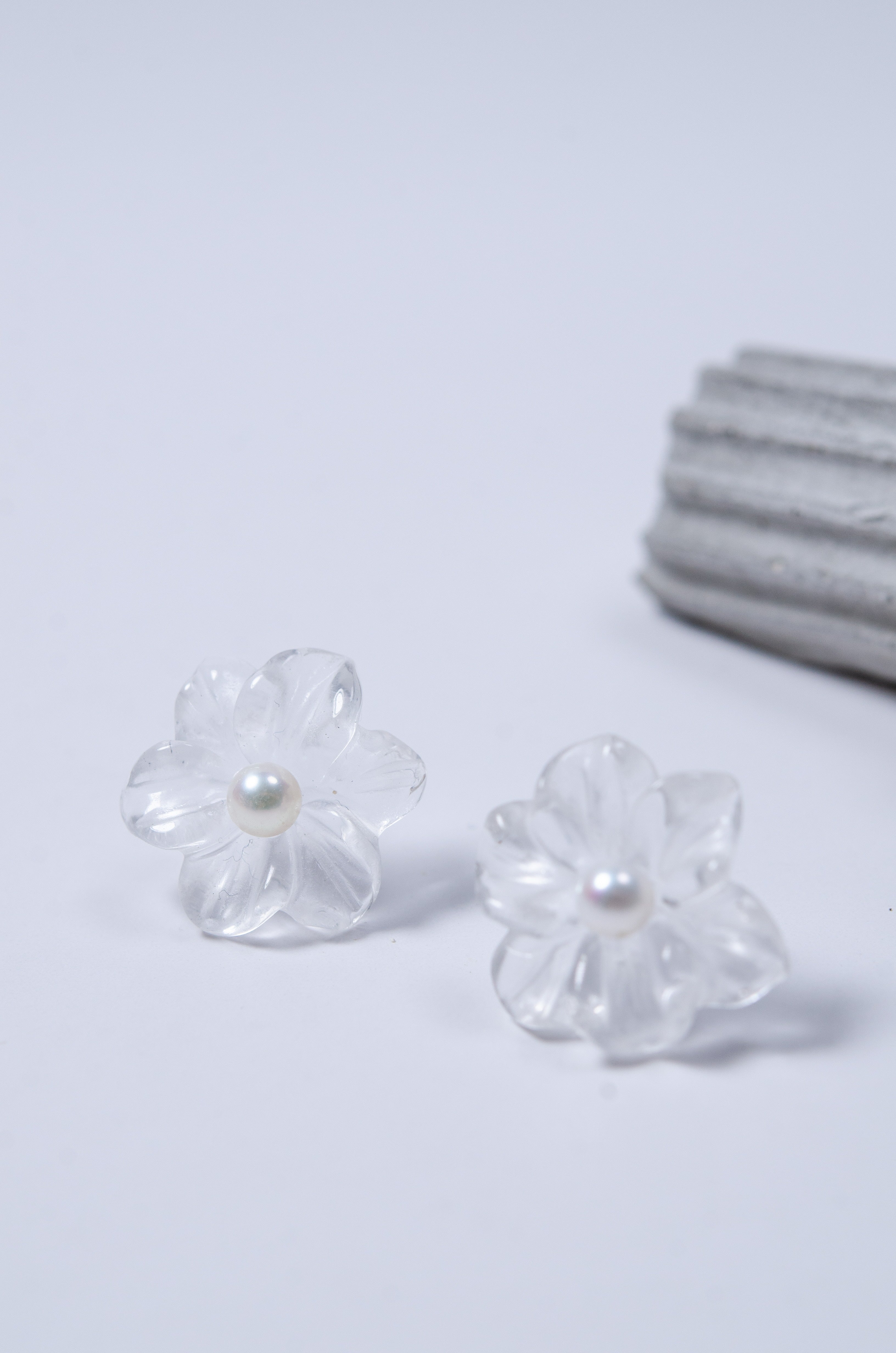 クリア クォーツ ピアス ペア 置き画 シンプル SV925