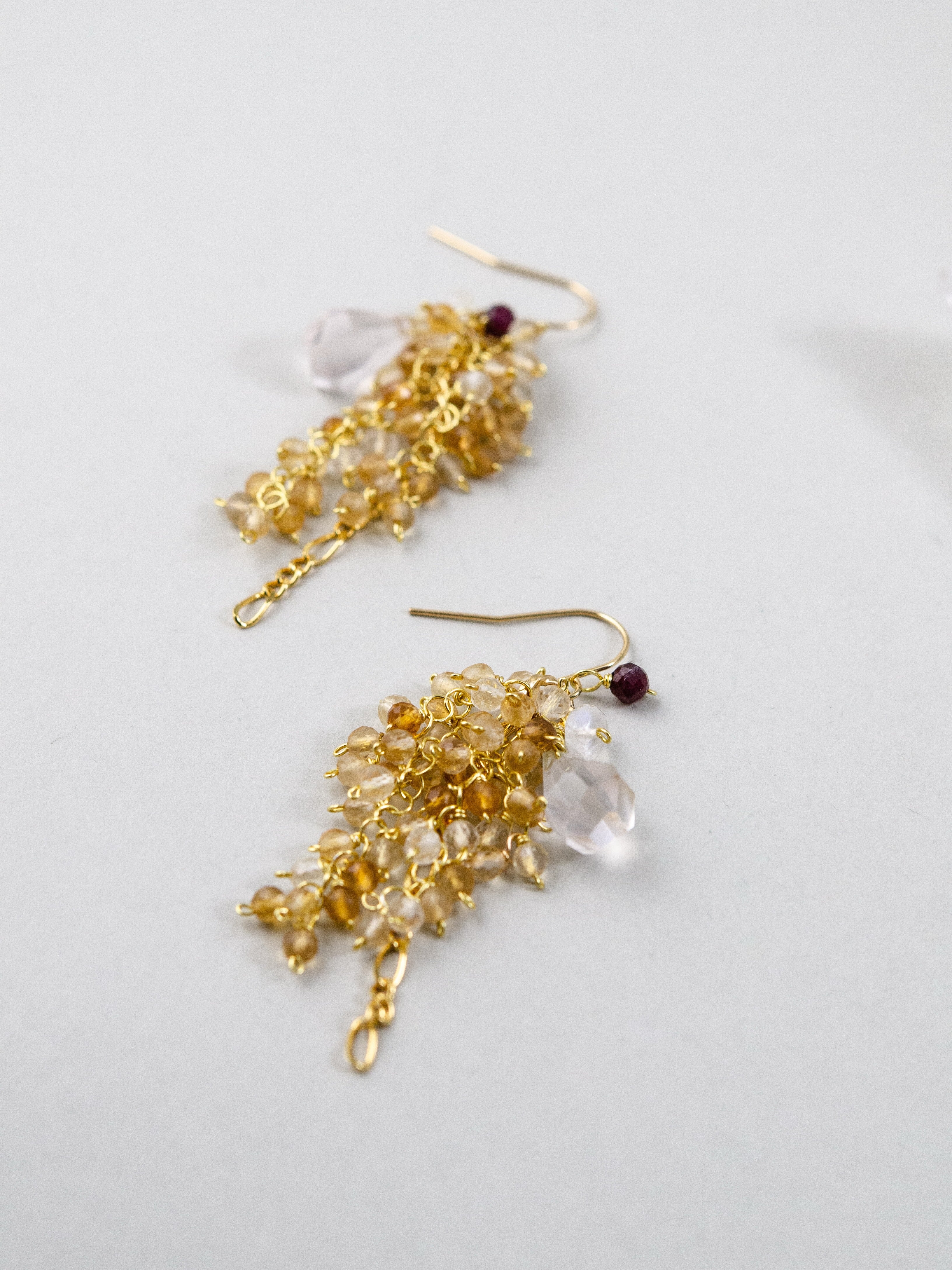 房状 ピアス デザイン 斜め置き ハンドメイド 14kgf