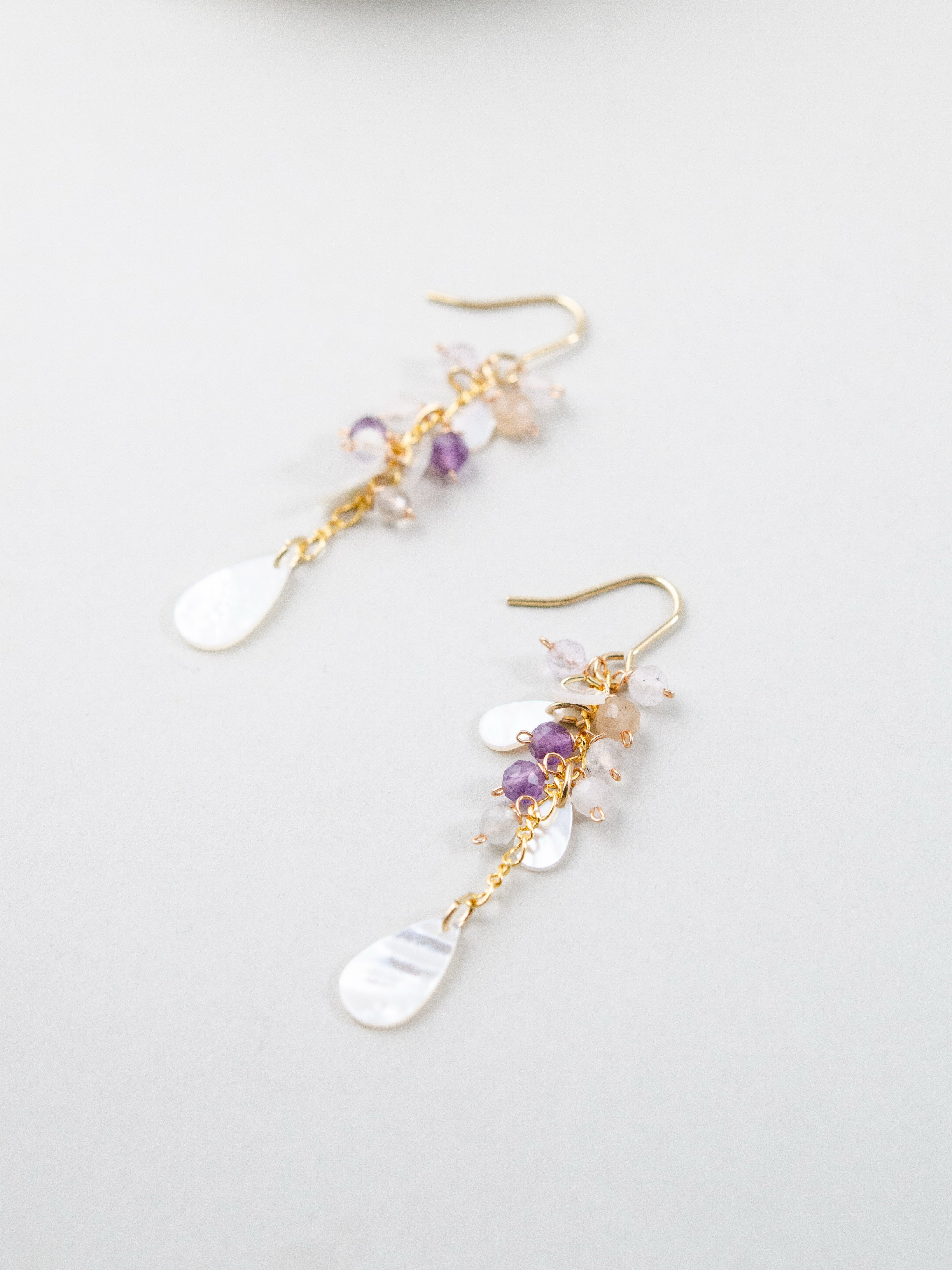 フローライト シトリン ピアス 白背景 商品単体画像